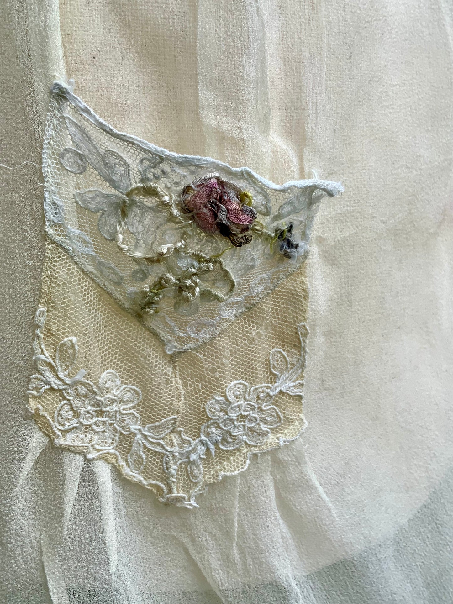 Edwardian–1920s Sheer Silk Chiffon Slip Dress | -Trousseau Lingerie Gown –20AP