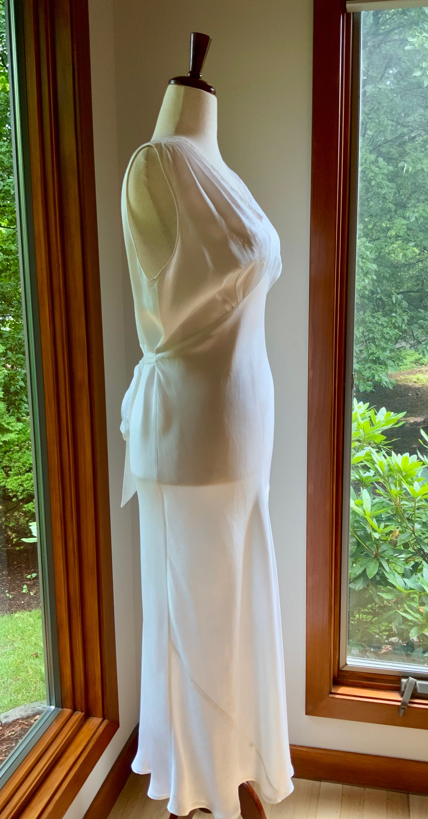 1930s Bridal Nightgown | Embroidered Bias Cut Boudoir Gown | Ivory Wedding Lingerie-30DI