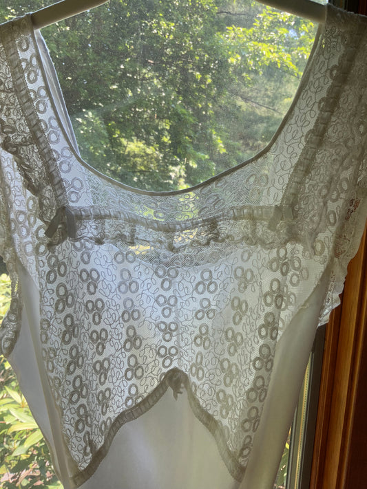 1930s Satin and Lace Bridal Slip Dress-30CT