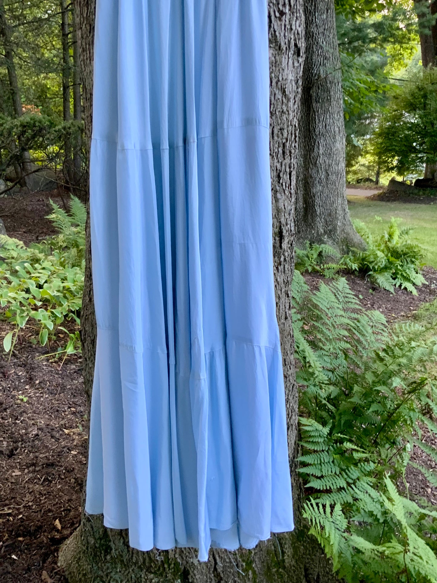 Rare 1930s Powder Blue Tulle & Satin Evening Gown | Bias Cut Skirt | XXS.40BQ