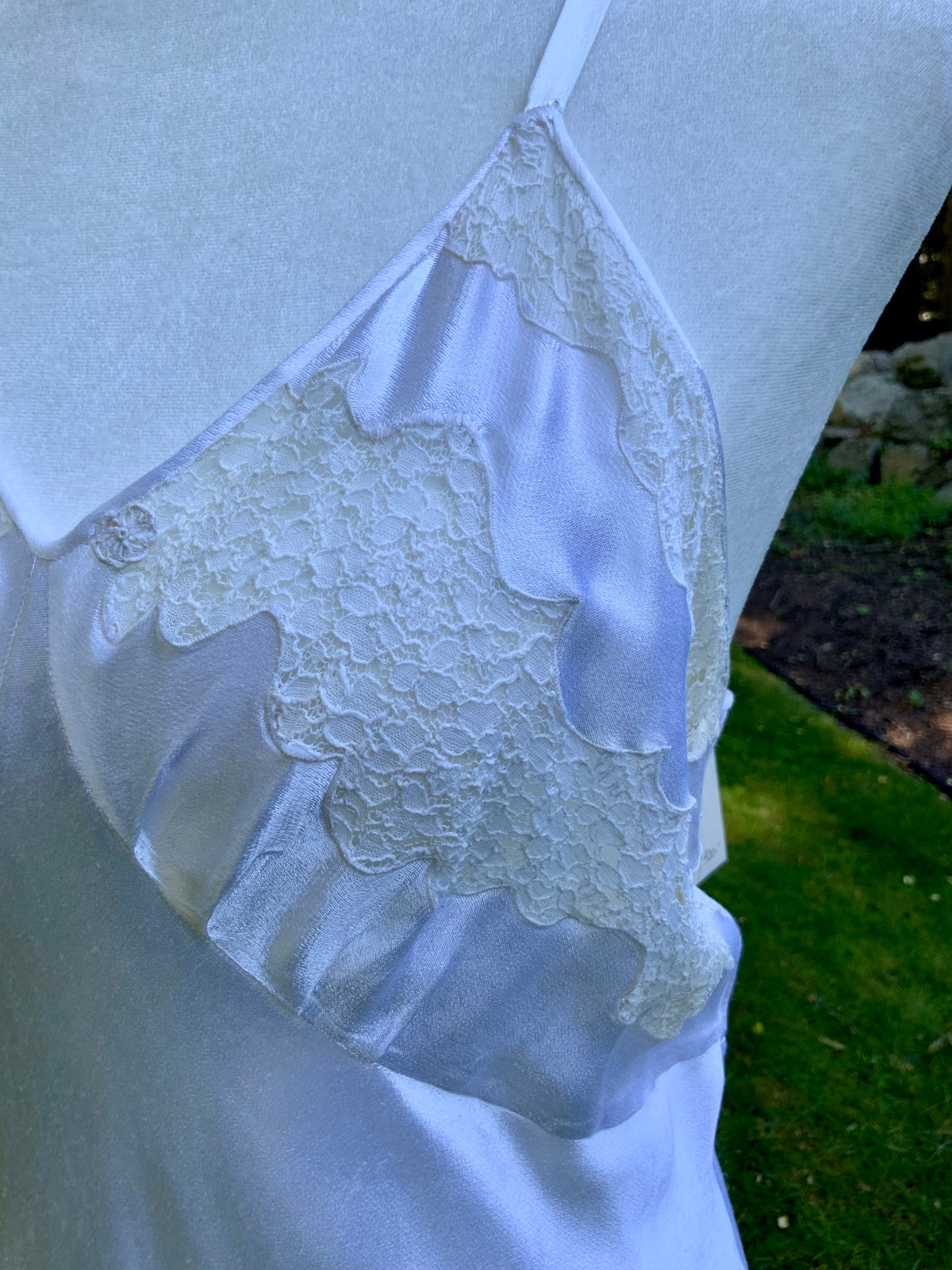 1930s Ivory Satin Bias Cut Slip Dress.40BY