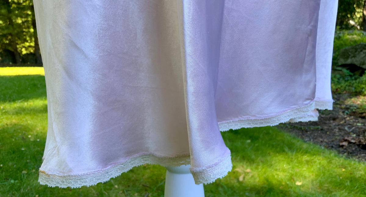 1930s Blush Pink Satin Bias Cut Slip Dress with Pleated Trim.30CN