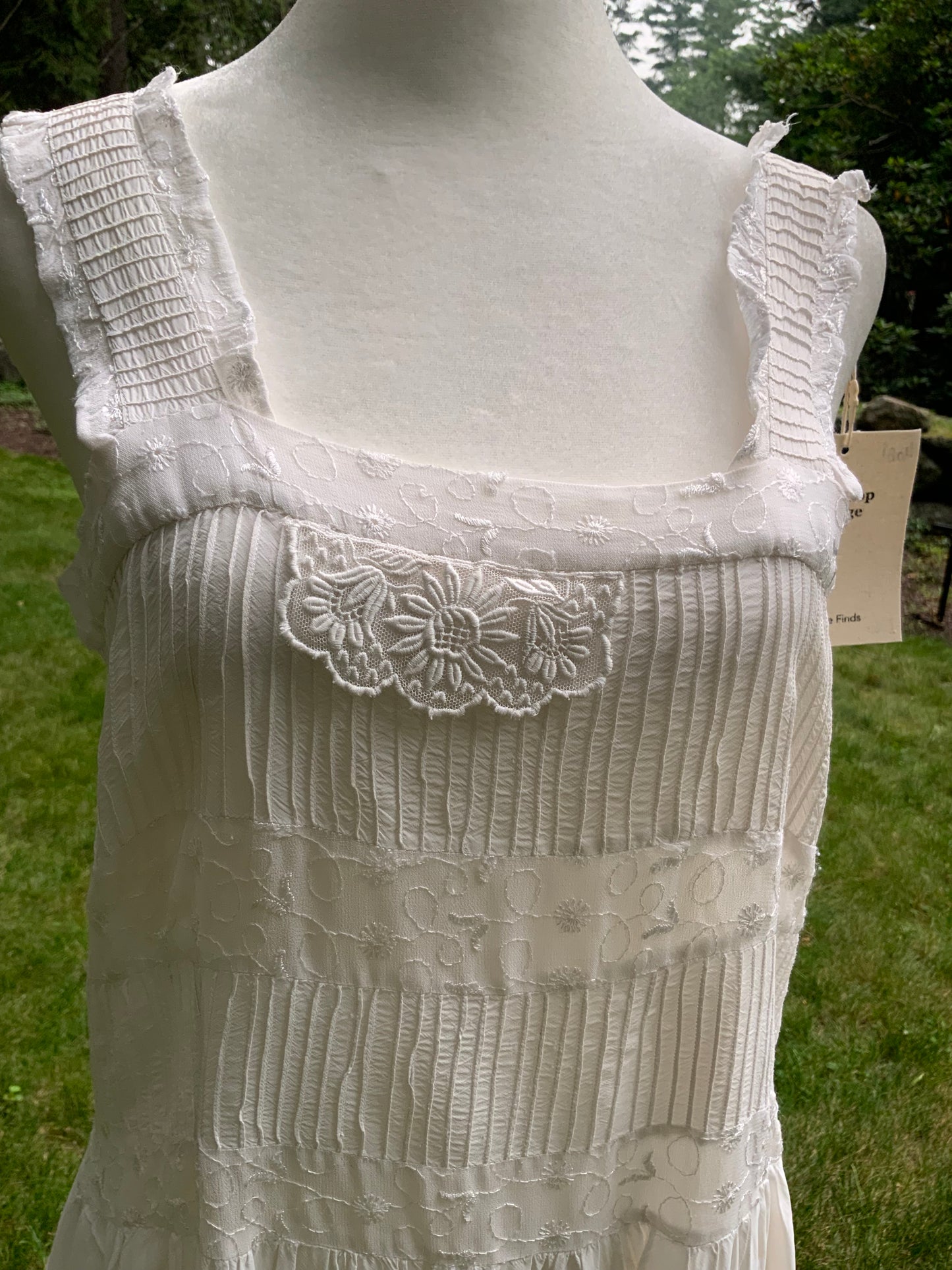 Antique Bridal Boudoir Dress | Late 1920s Silk Slip Dress | Art Deco Pintucks & Embroidered Lace
-40BI