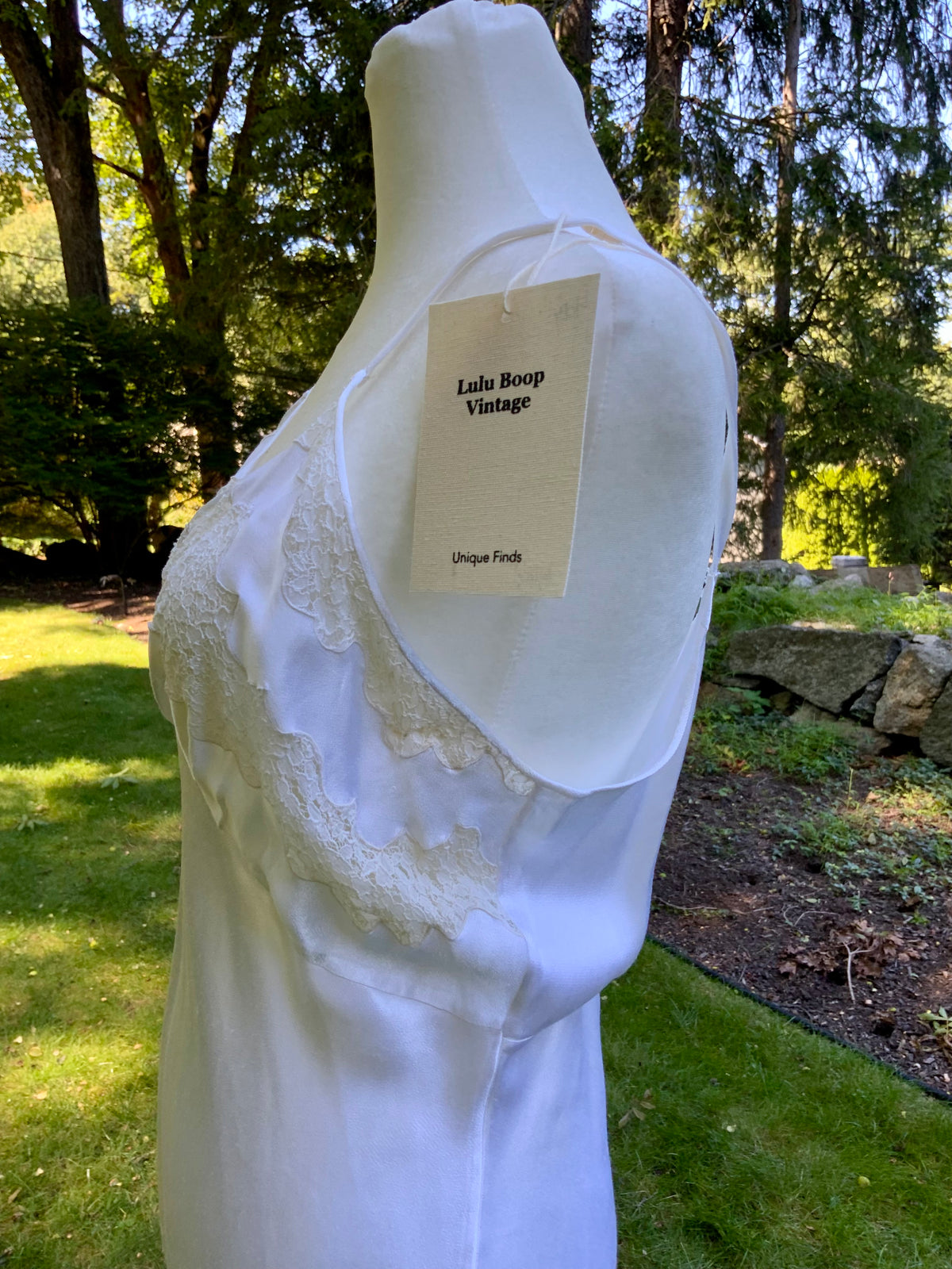 1930s Ivory Satin Bias Cut Slip Dress.40BY