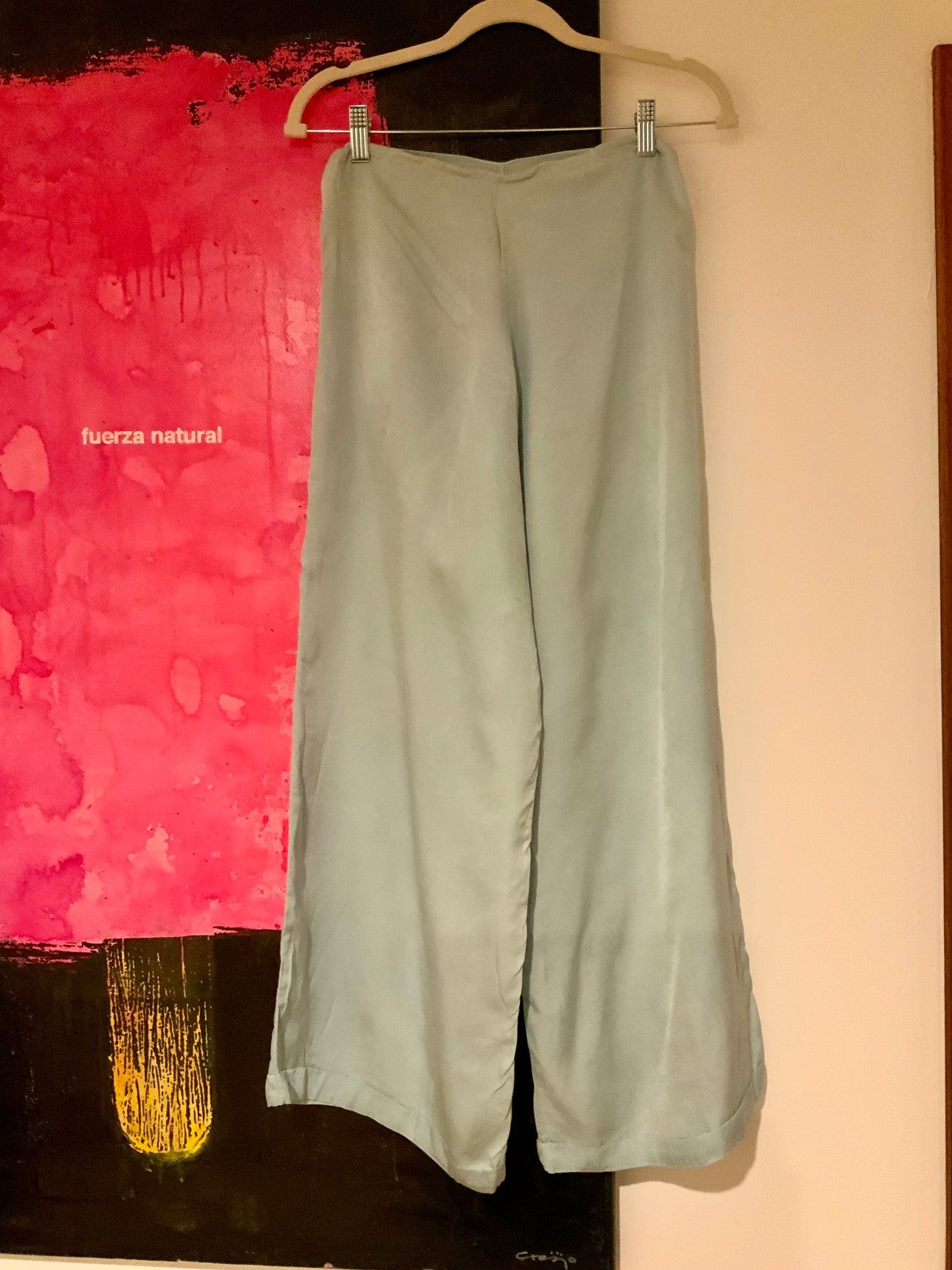1930s Silk Pajama Pants – Pale Jade Vintage Lounge Trousers - 30AX