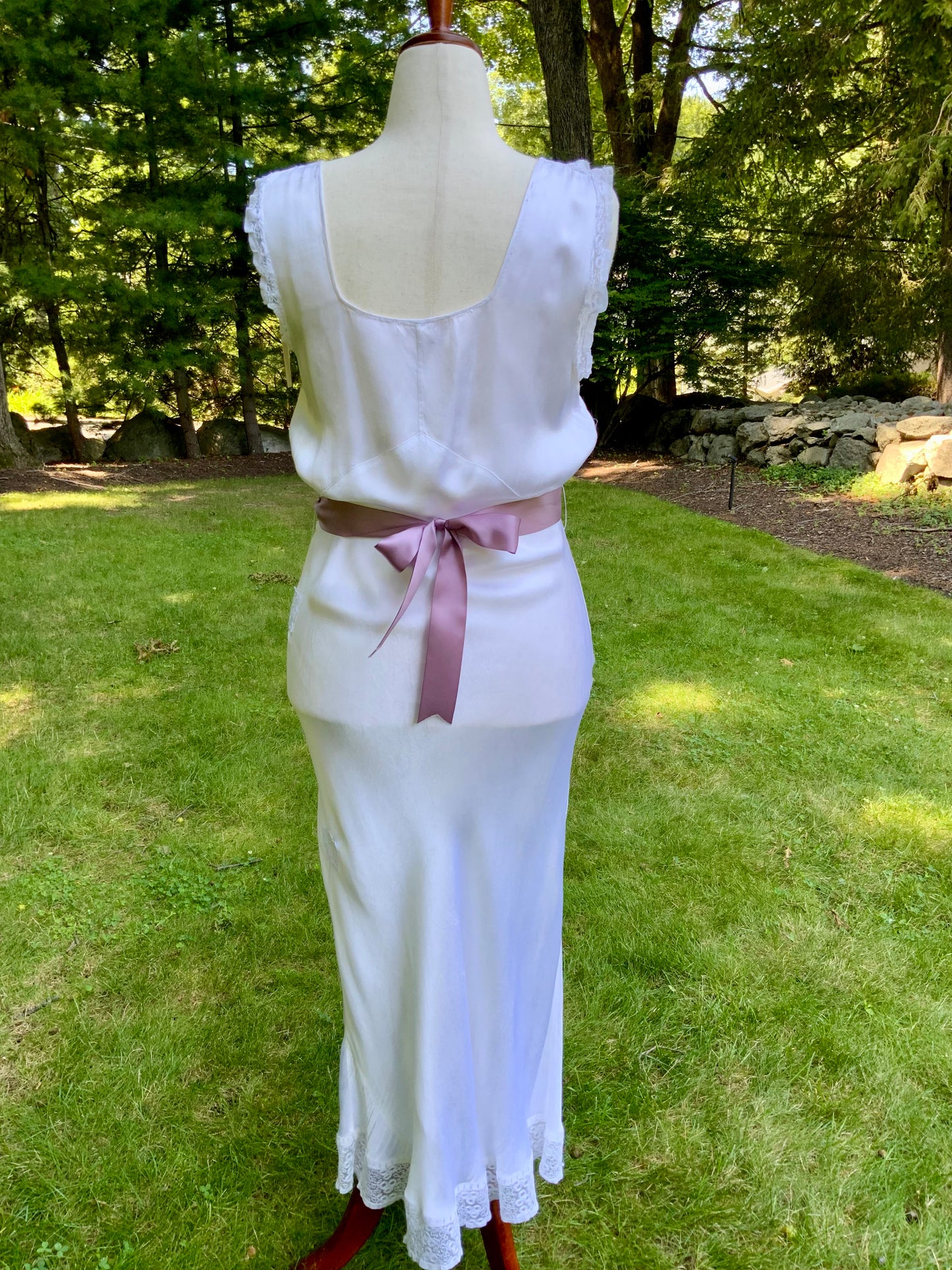1930s Satin and Lace Bridal Slip Dress-30CT
