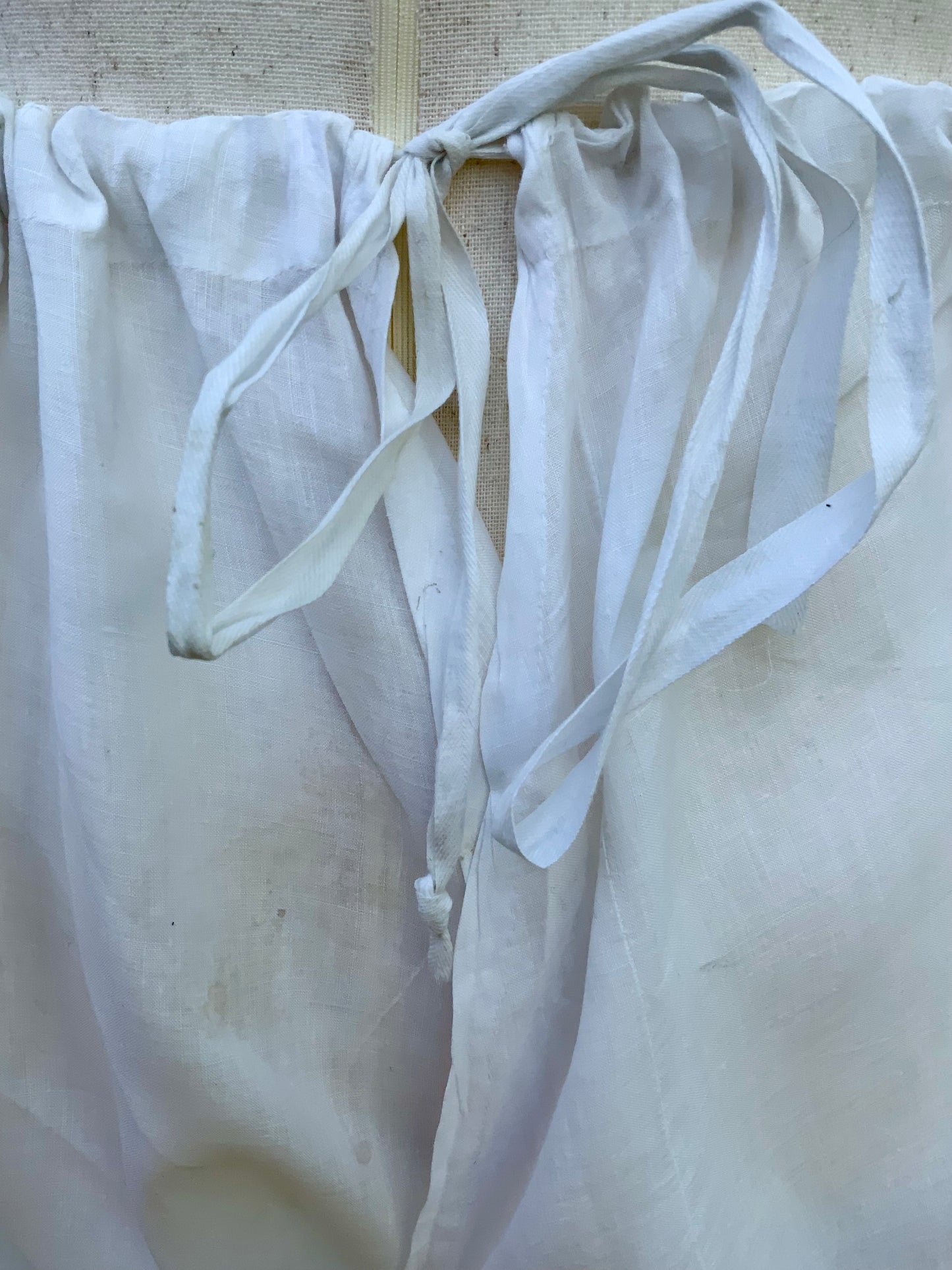 Antique Edwardian Split Drawers Bloomers – White Cotton Lingerie Pants with Hand Embroidery & Lace Hem – Early 1900s-ED71