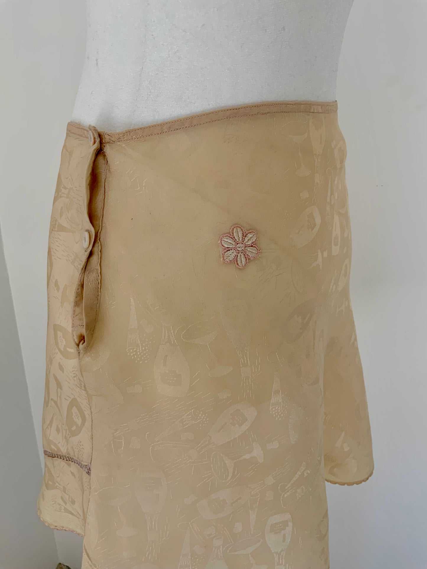 1950s Champagne Novelty Jacquard Tap Pants | Silk Blend Cocktail Motif Boudoir Shorts-50BE