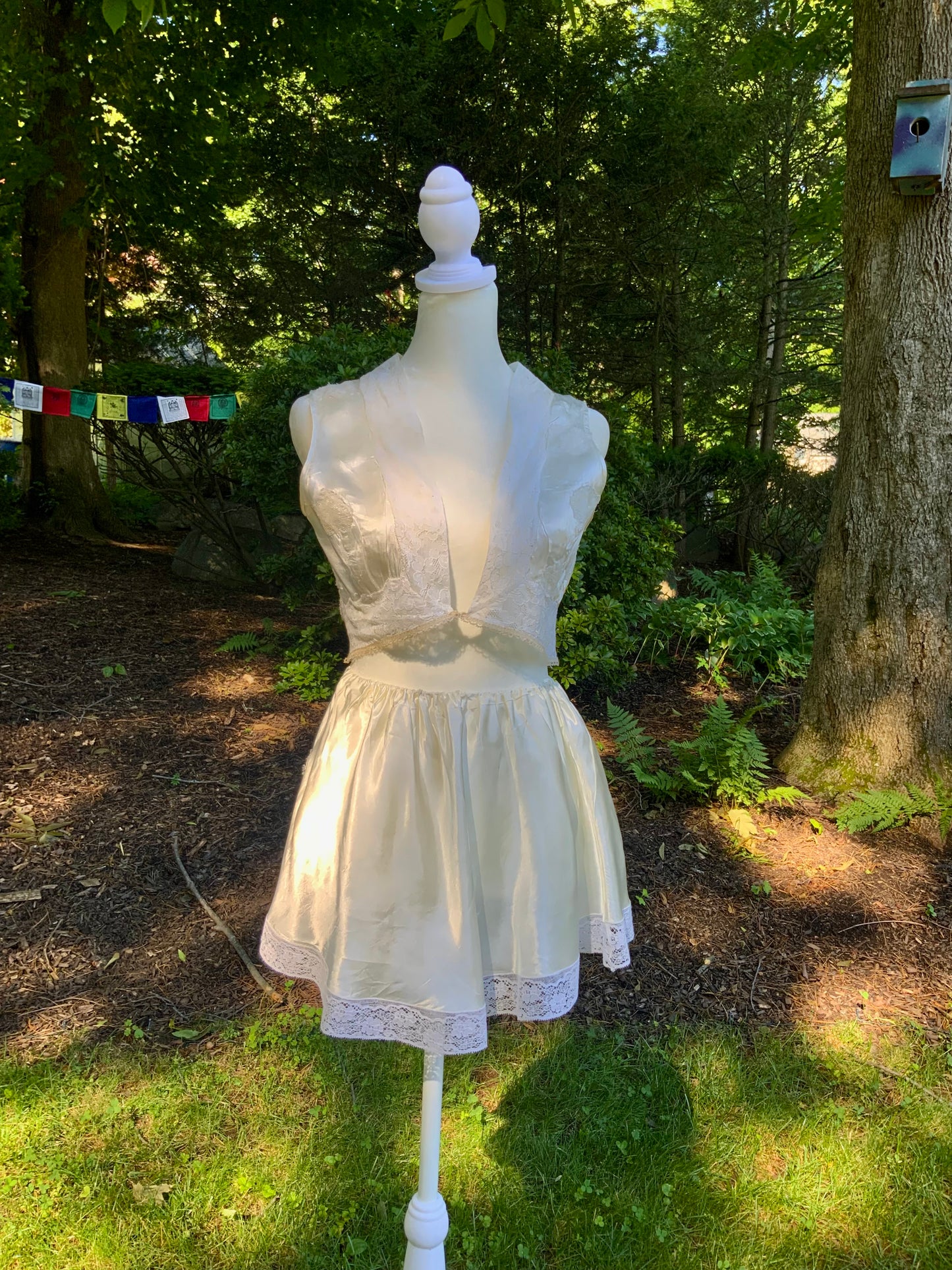 One-of-a-Kind Reconstructed 1940s Silk Set | Vintage Lace Top & Skirt-40CF