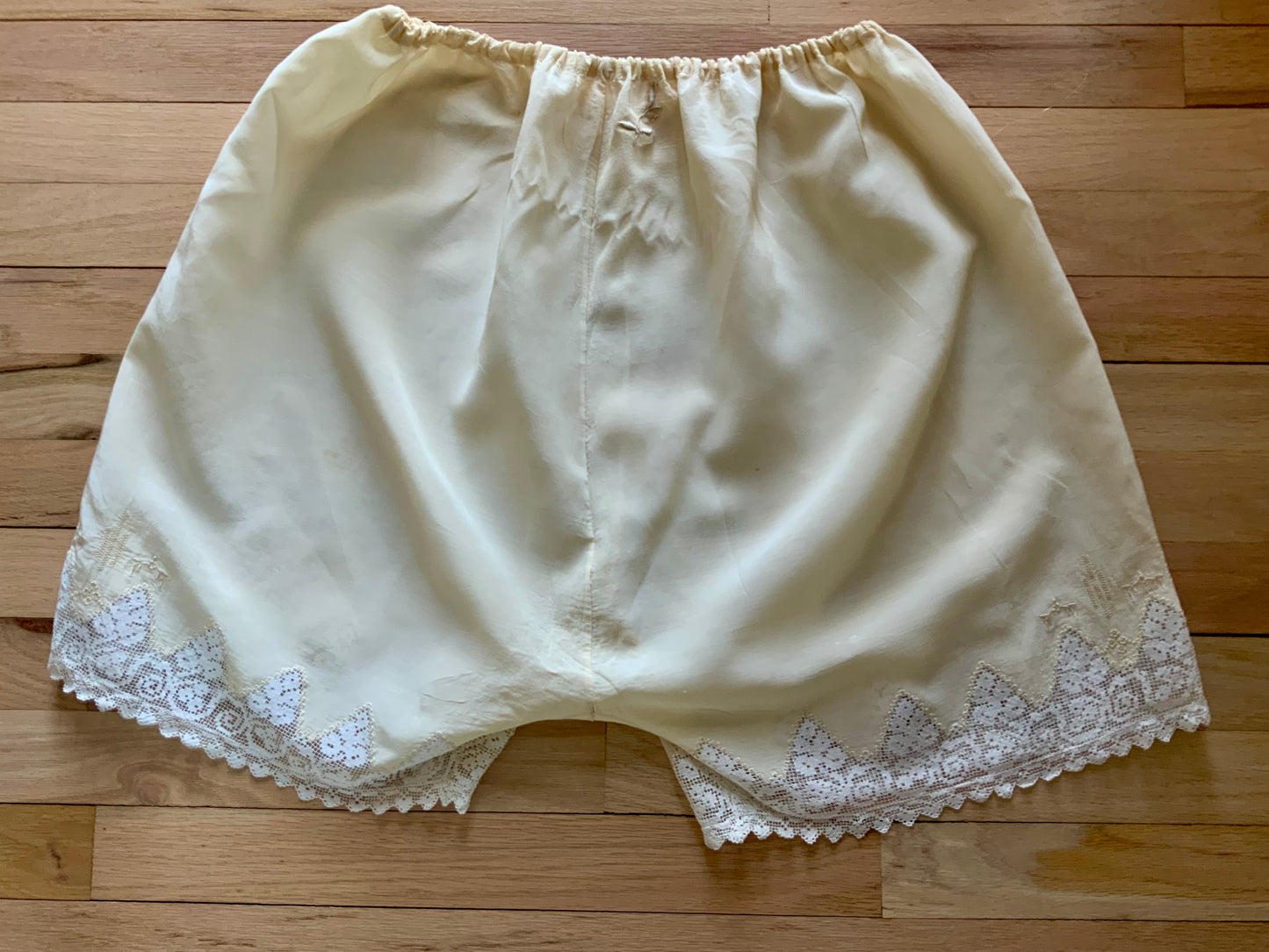 Edwardian Pure Silk Lingerie Drawers with Filet Lace | Antique Tap Pants |ED58