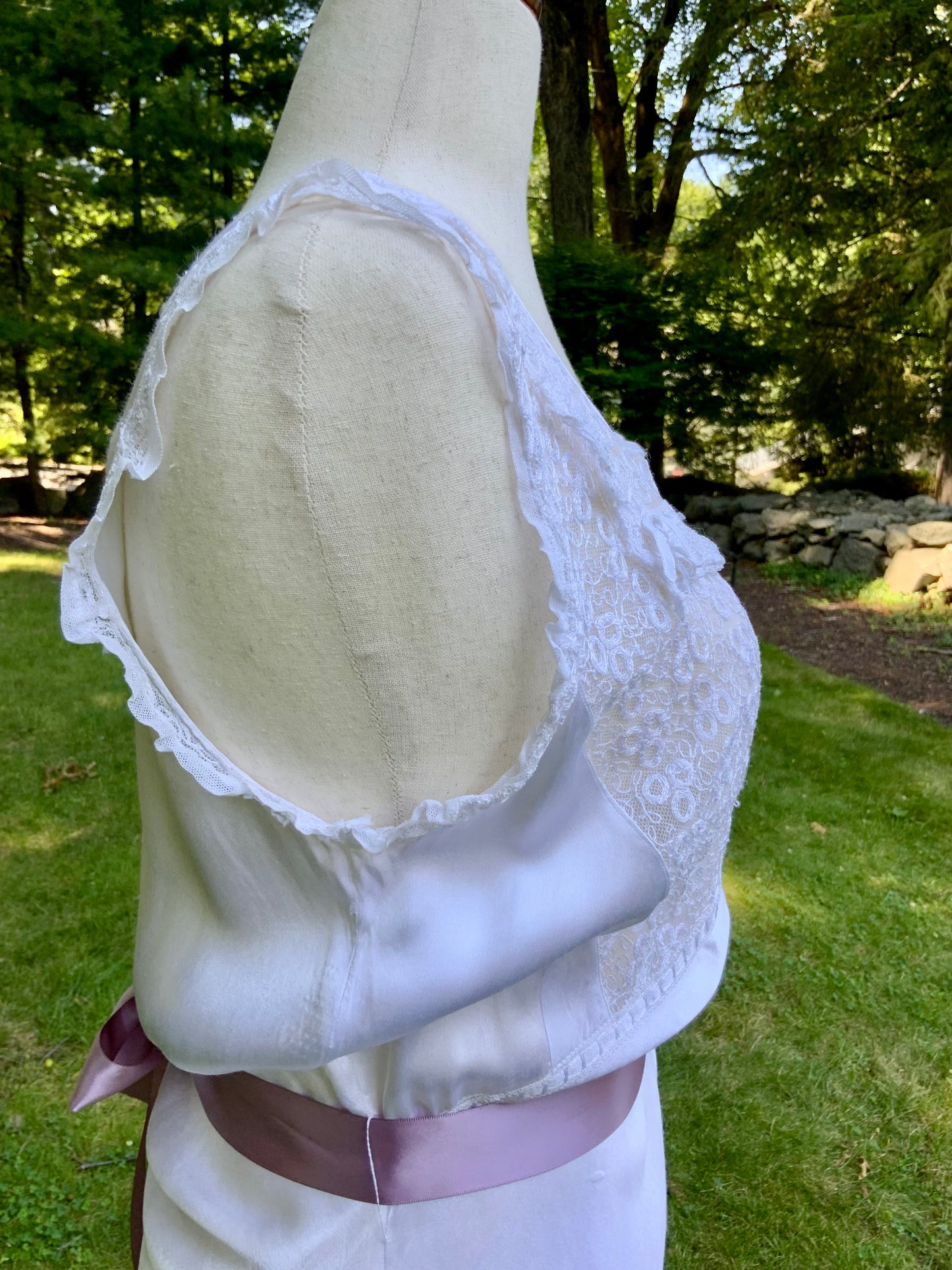 1930s Satin and Lace Bridal Slip Dress-30CT