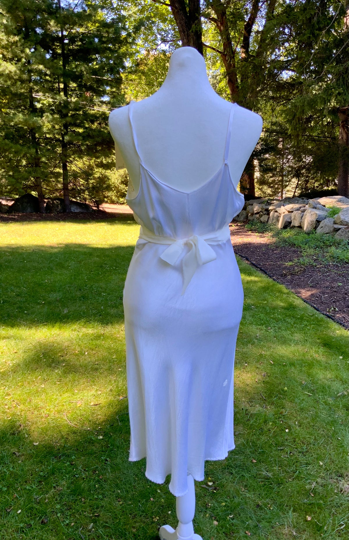 1930s Ivory Satin Bias Cut Slip Dress.40BY