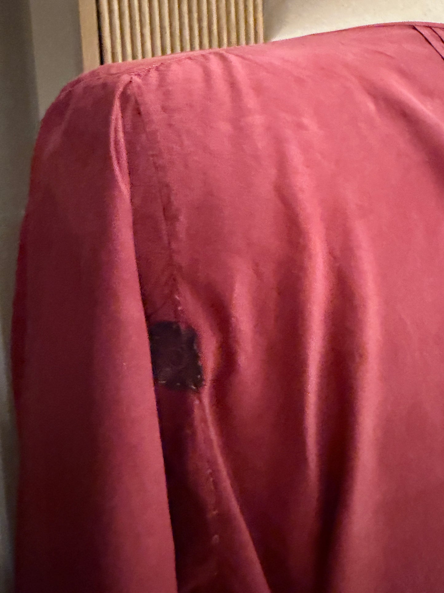 Vintage Hand-Dyed Silk Chiffon Nightgown / Dress – Antique Rose Wine – 1930s–1940s-20I