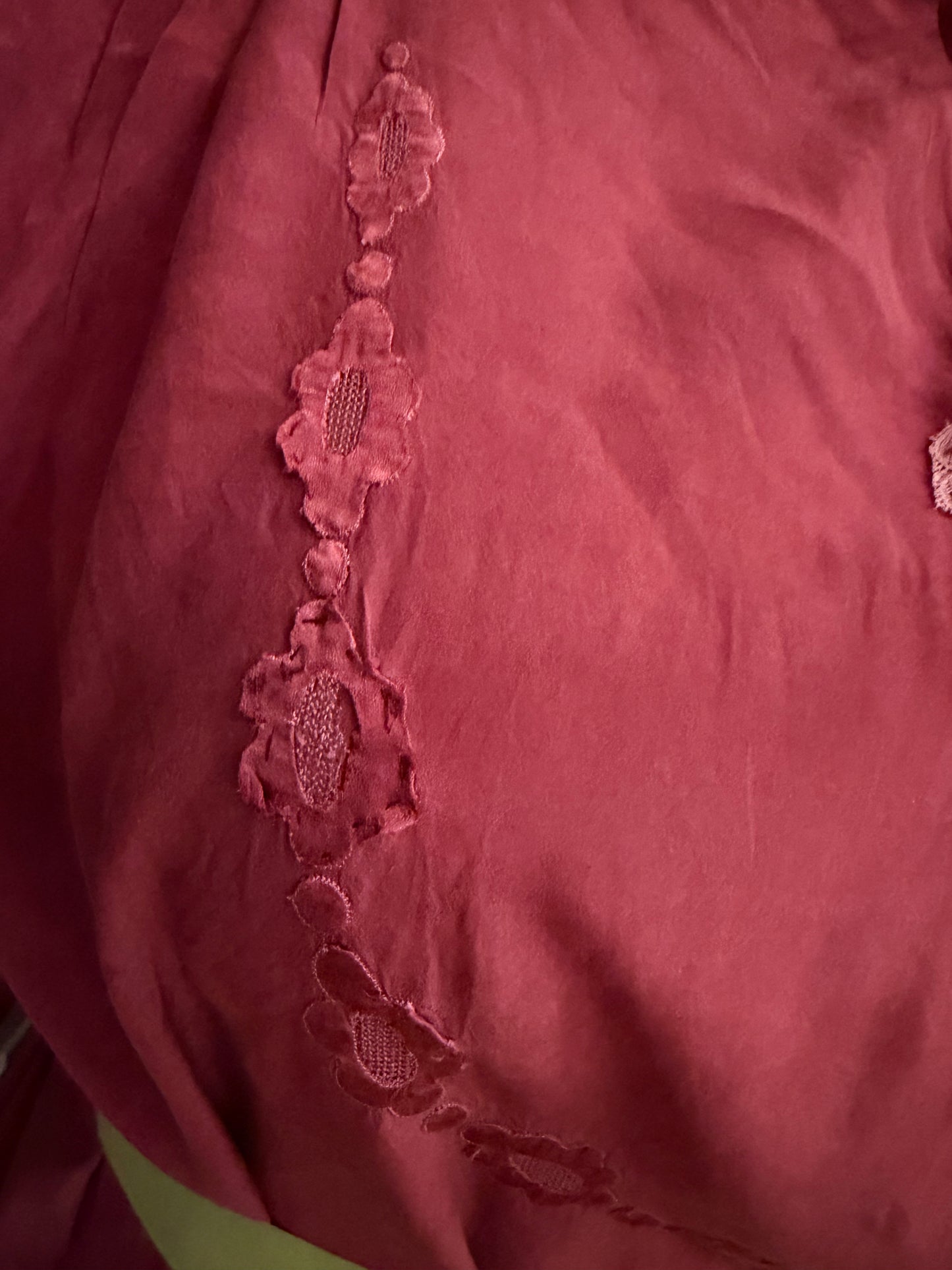 Vintage Hand-Dyed Silk Chiffon Nightgown / Dress – Antique Rose Wine – 1930s–1940s-20I