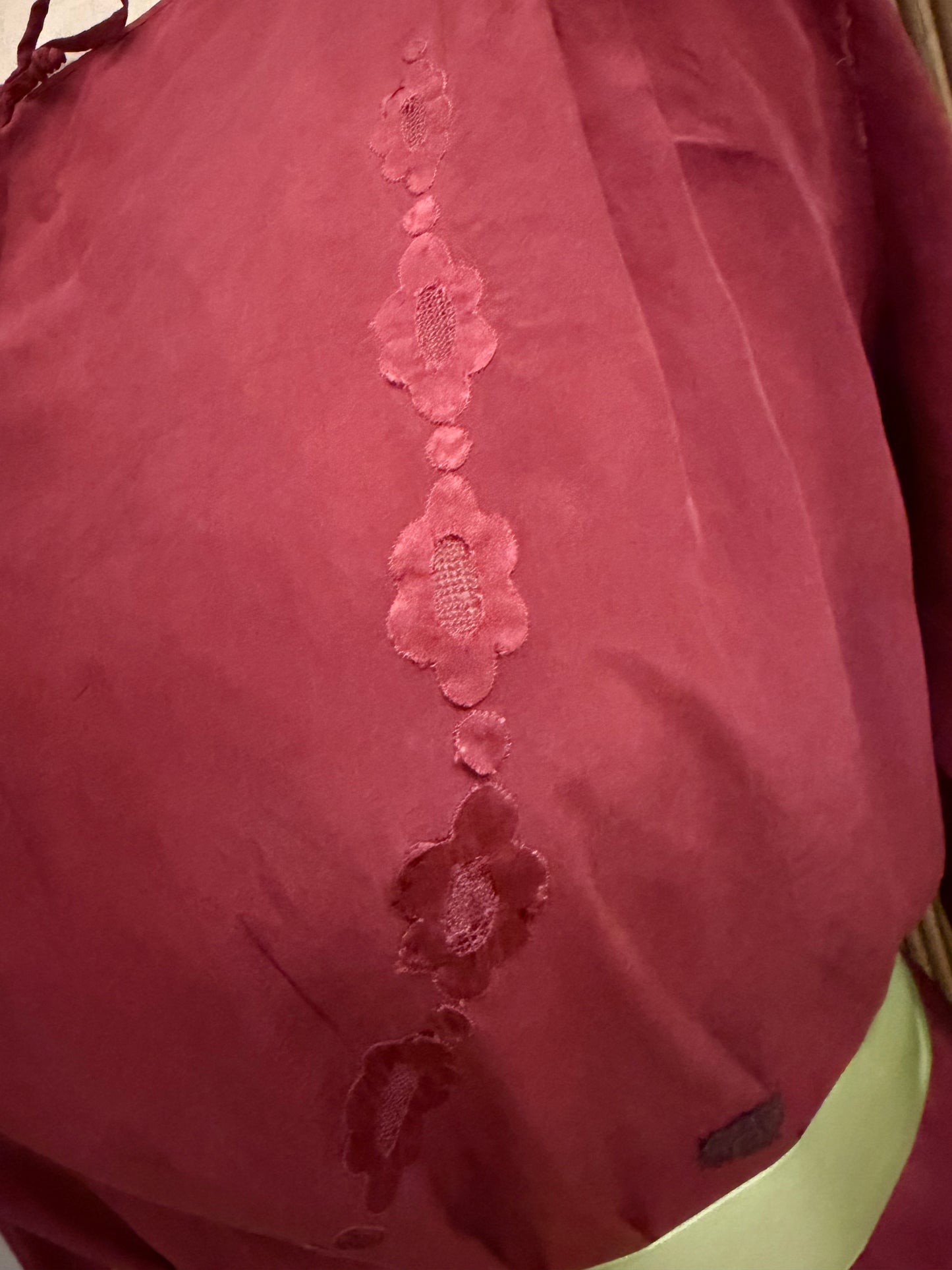 Vintage Hand-Dyed Silk Chiffon Nightgown / Dress – Antique Rose Wine – 1930s–1940s-20I