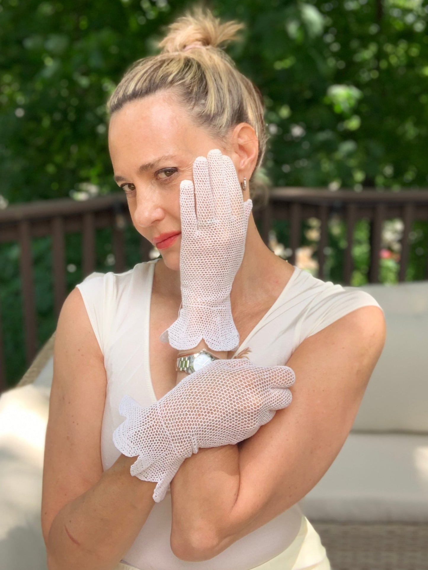 Mesh Gloves - White - 60s