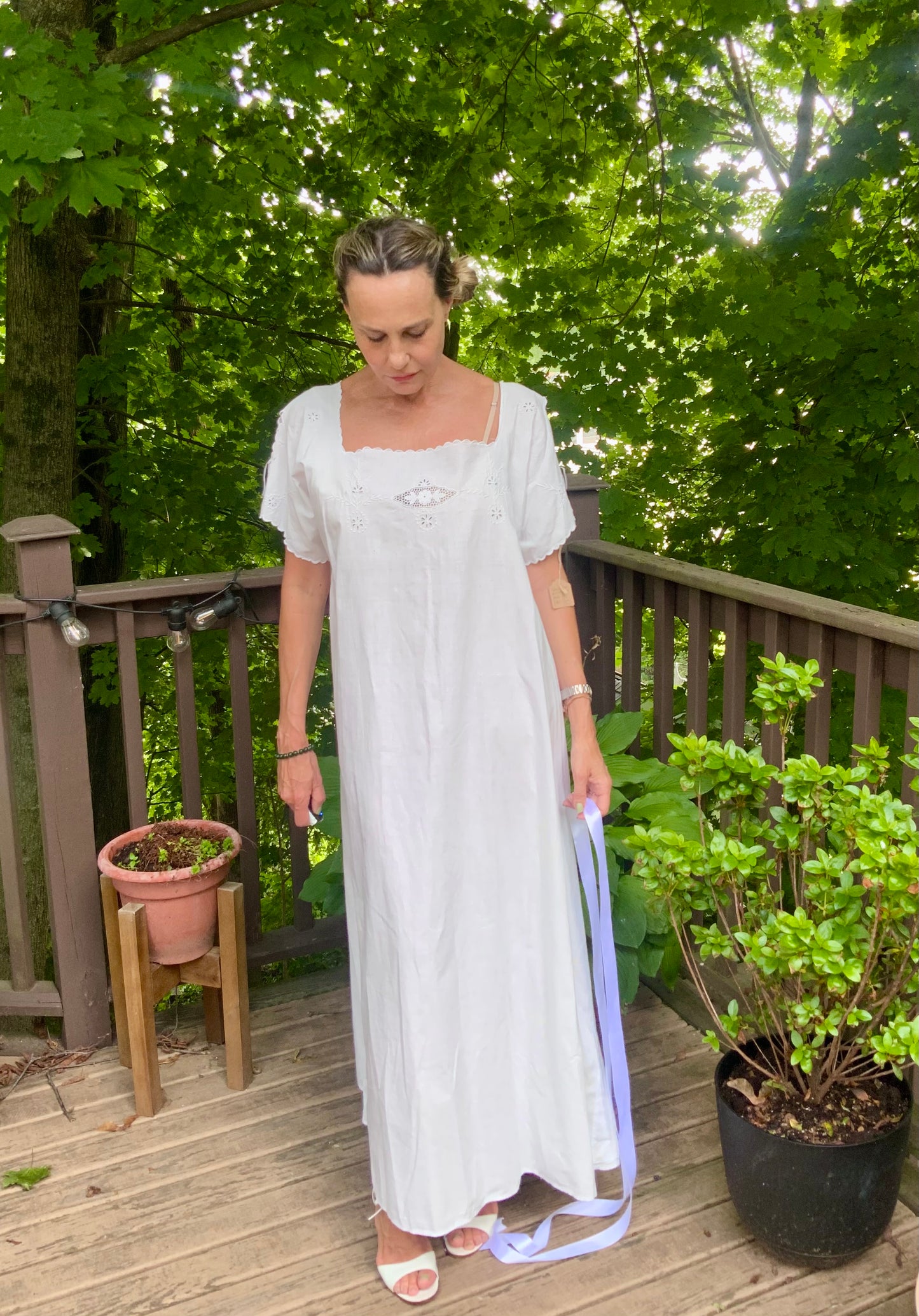 Edwardian Nightgown Cotton Cut Out Work and Embroidery - 1900