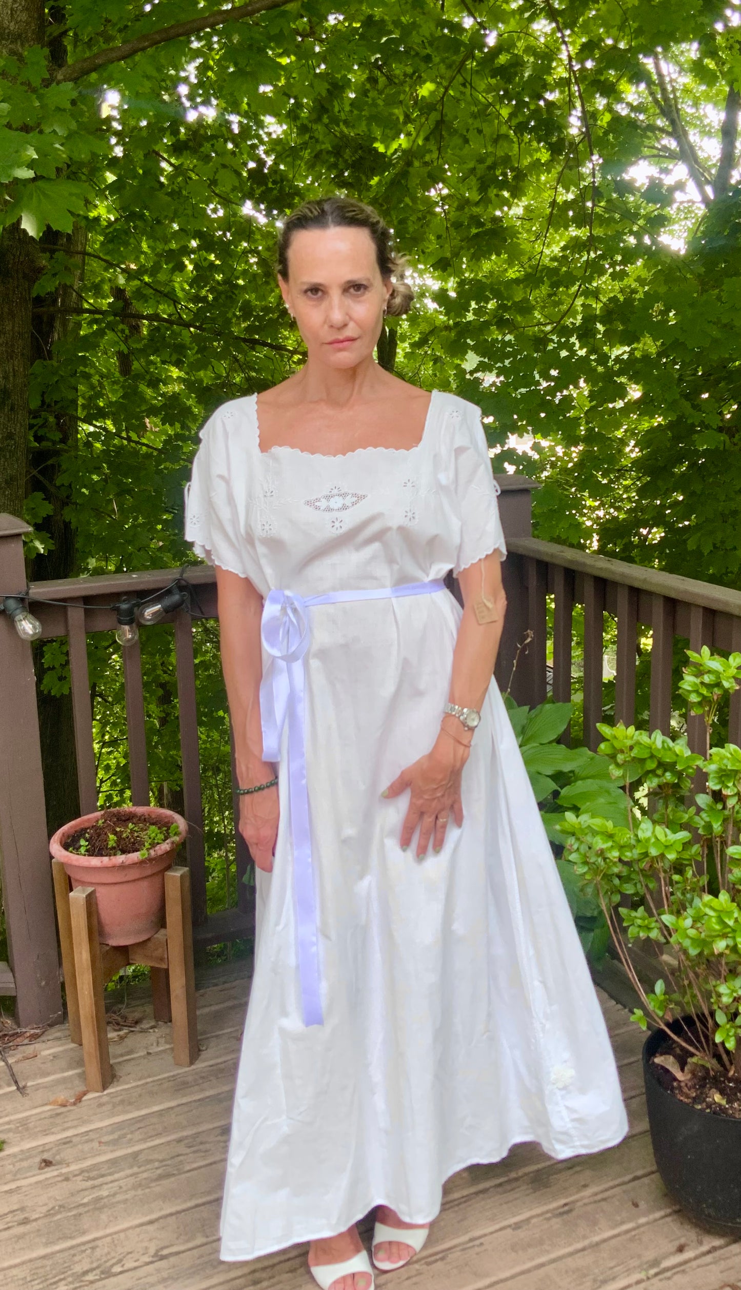 Edwardian Nightgown Cotton Cut Out Work and Embroidery - 1900