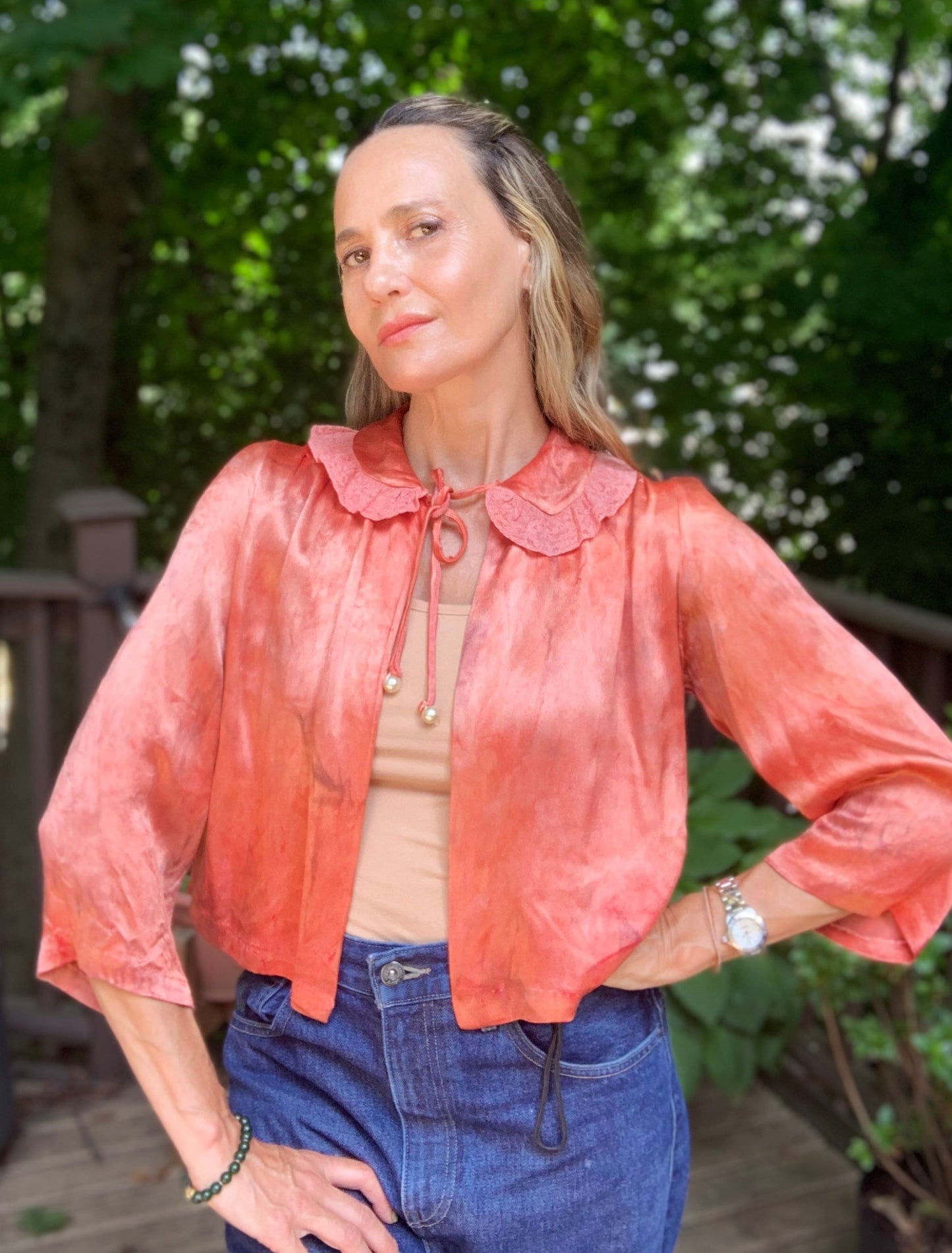 Hand Dyed Satin Dyed Bed Jacket - 50s