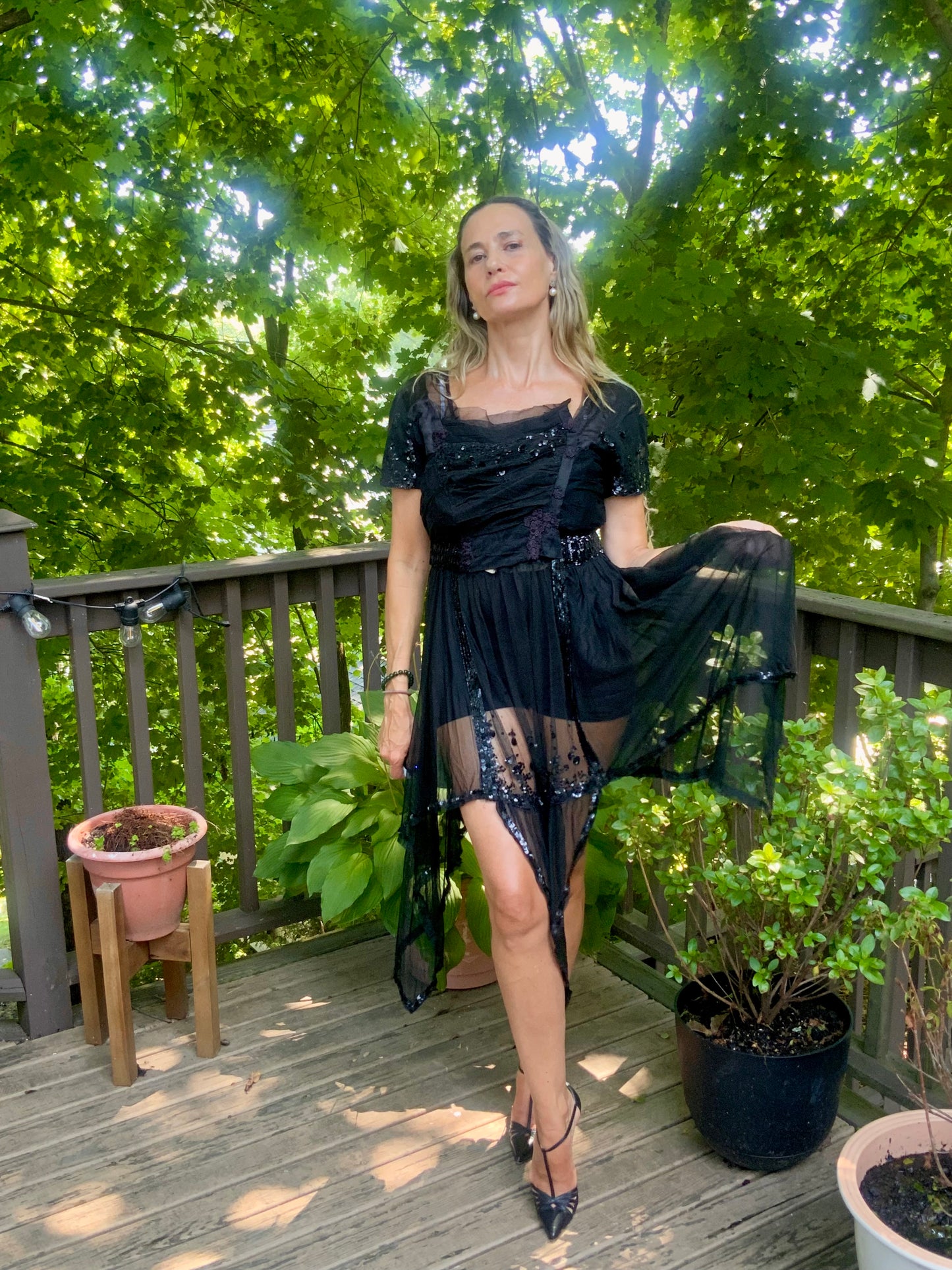 black sheer dress - 20s