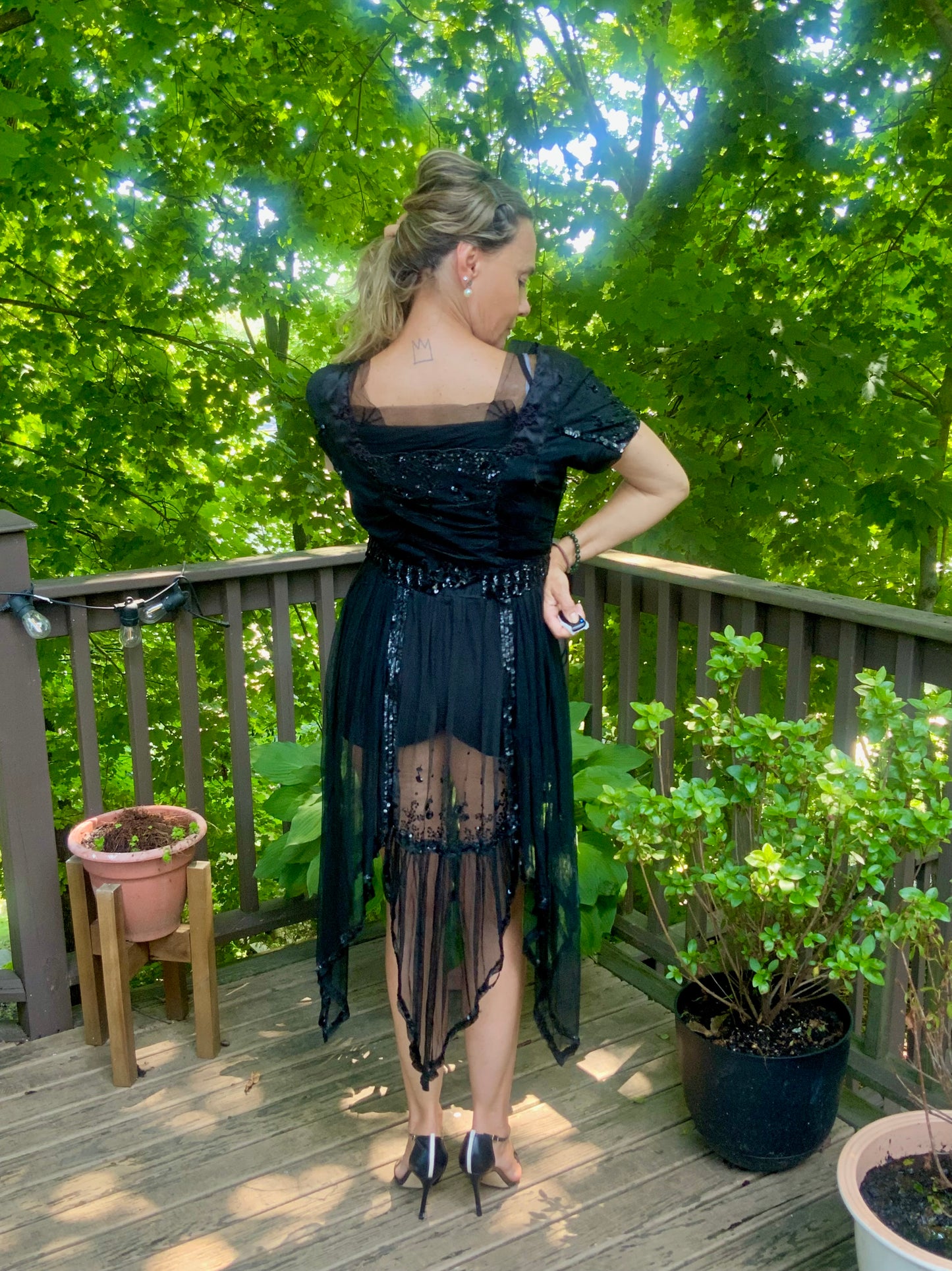 black sheer dress - 20s