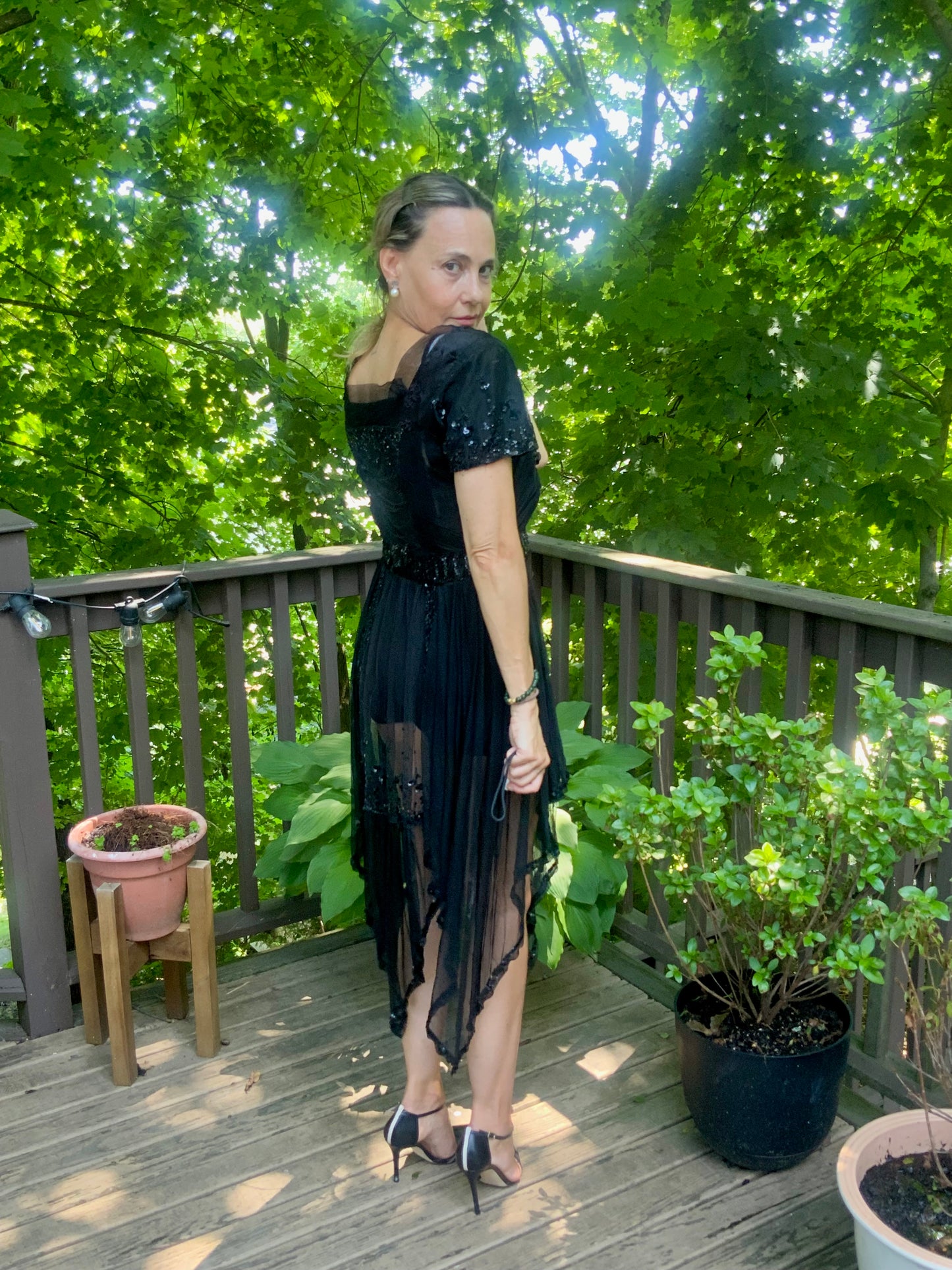 black sheer dress - 20s