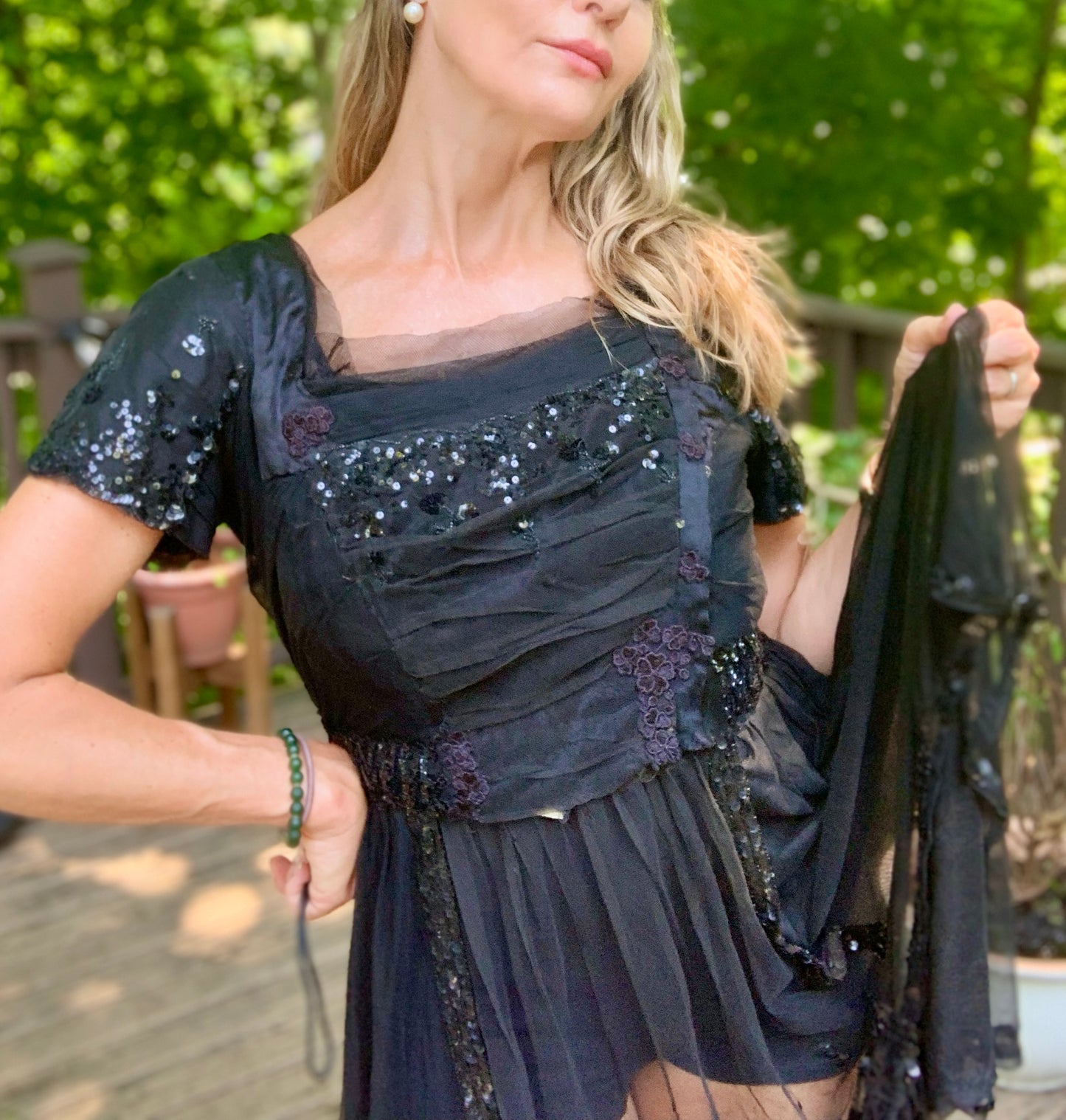 black sheer dress - 20s