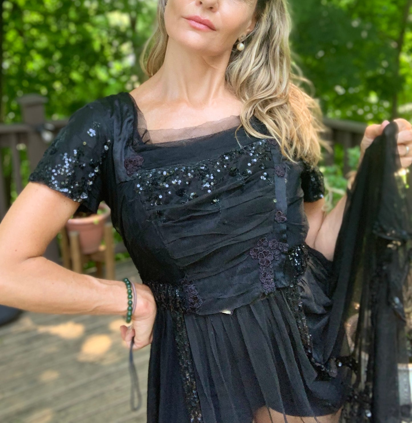 black sheer dress - 20s