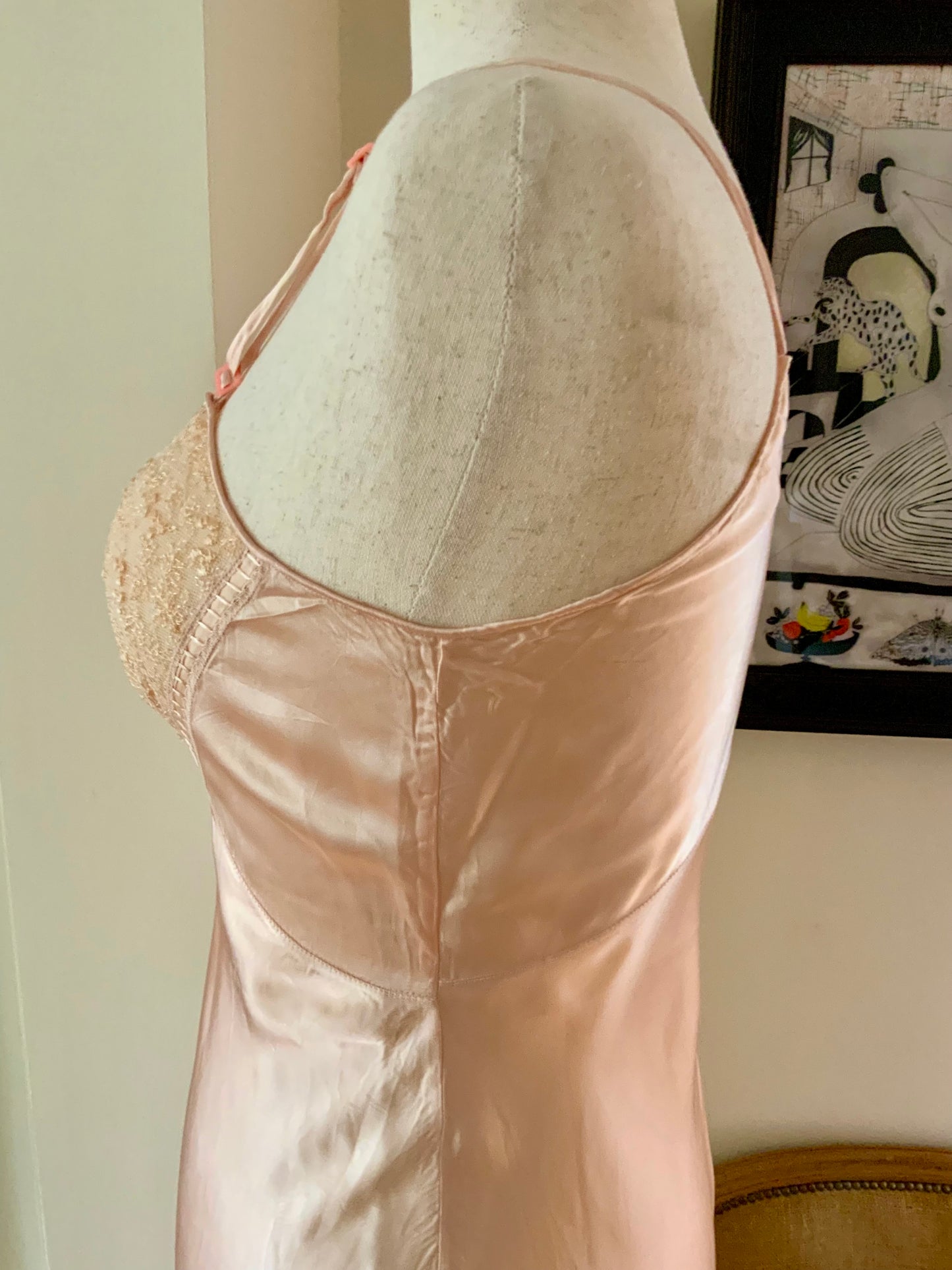 Pink Satin Slip Dress - 40s