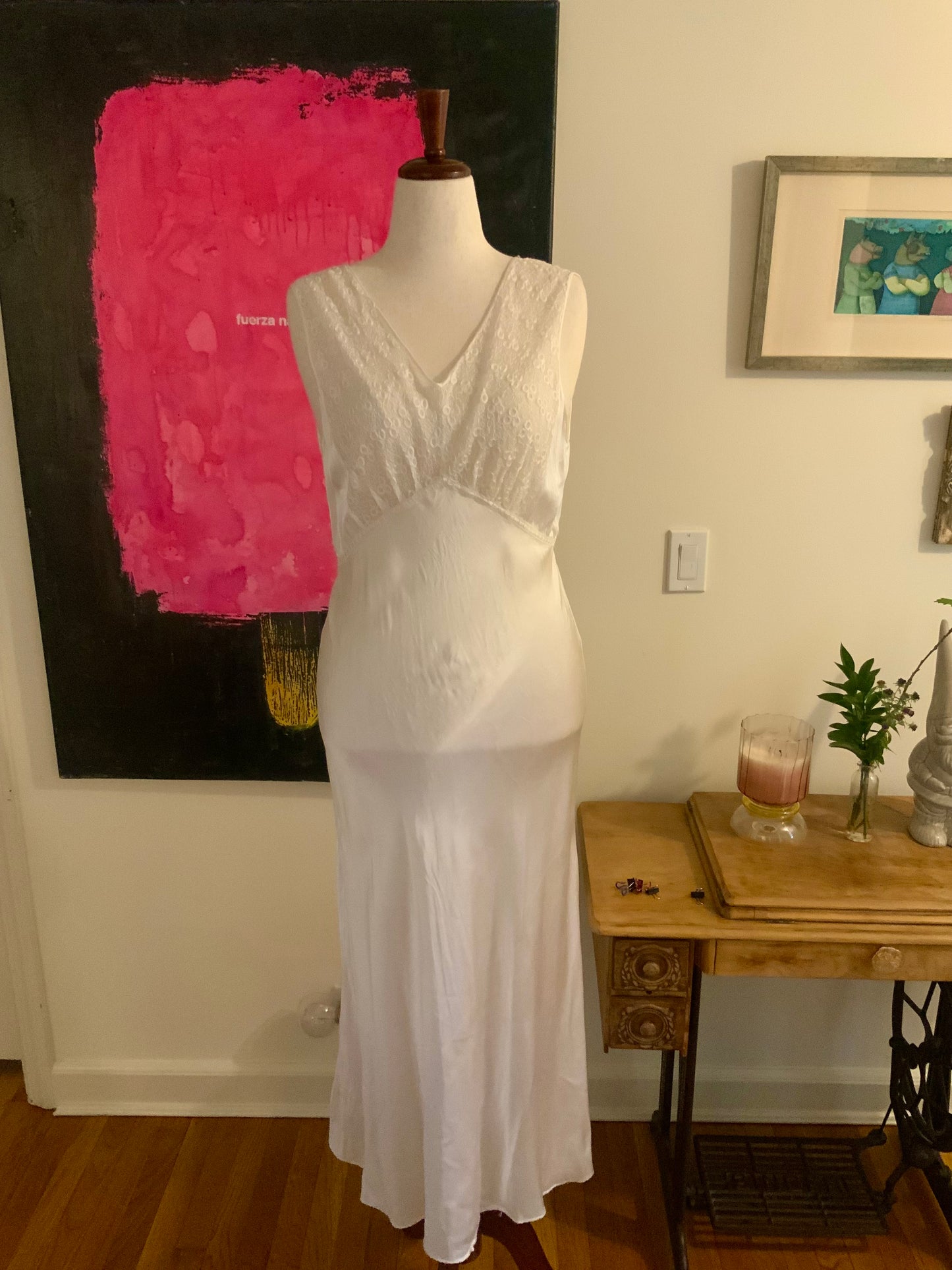 Bridal Nightgown White Satin - 40s