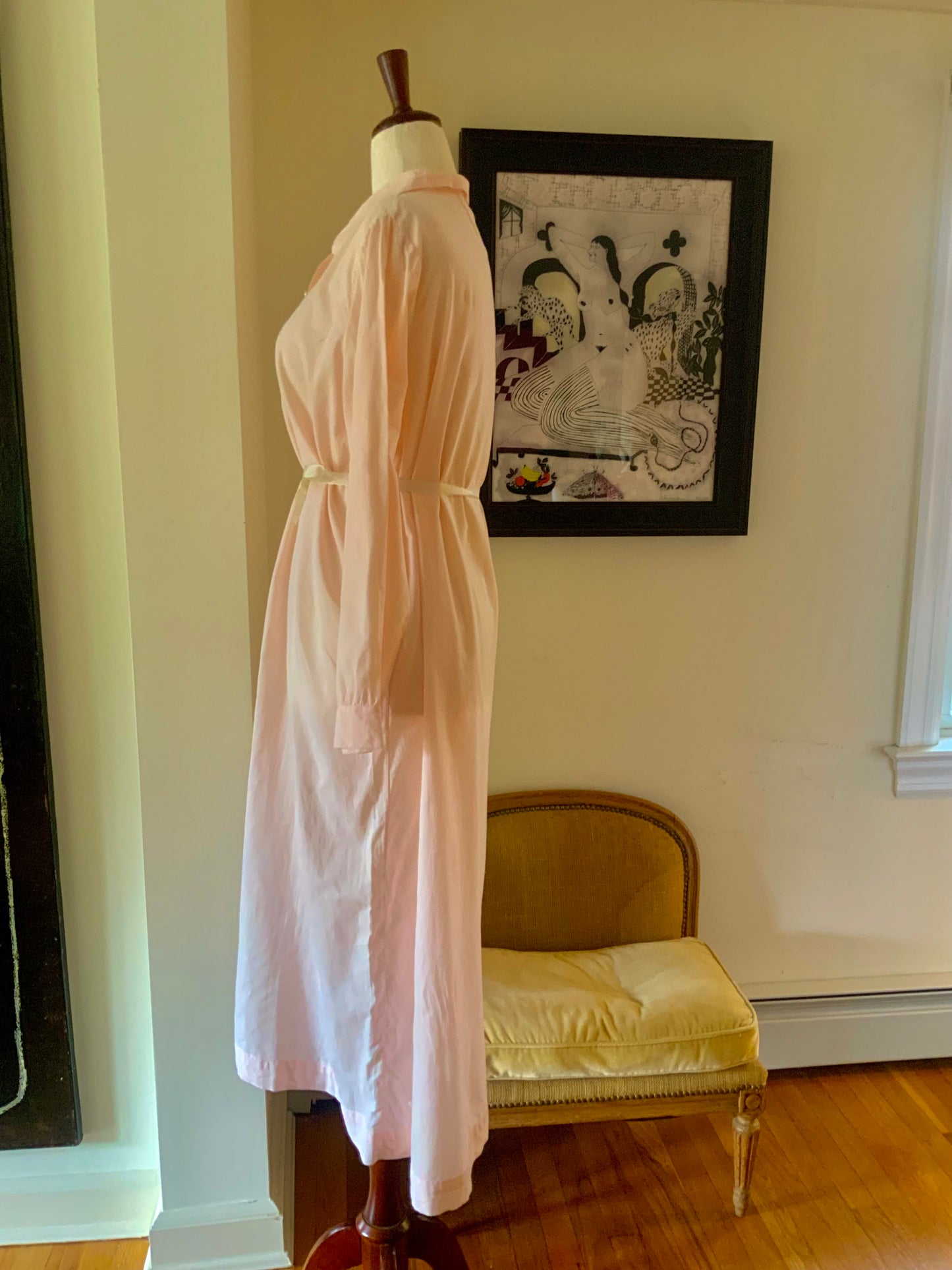 Long Sleeve Cotton Nightgown - 60s