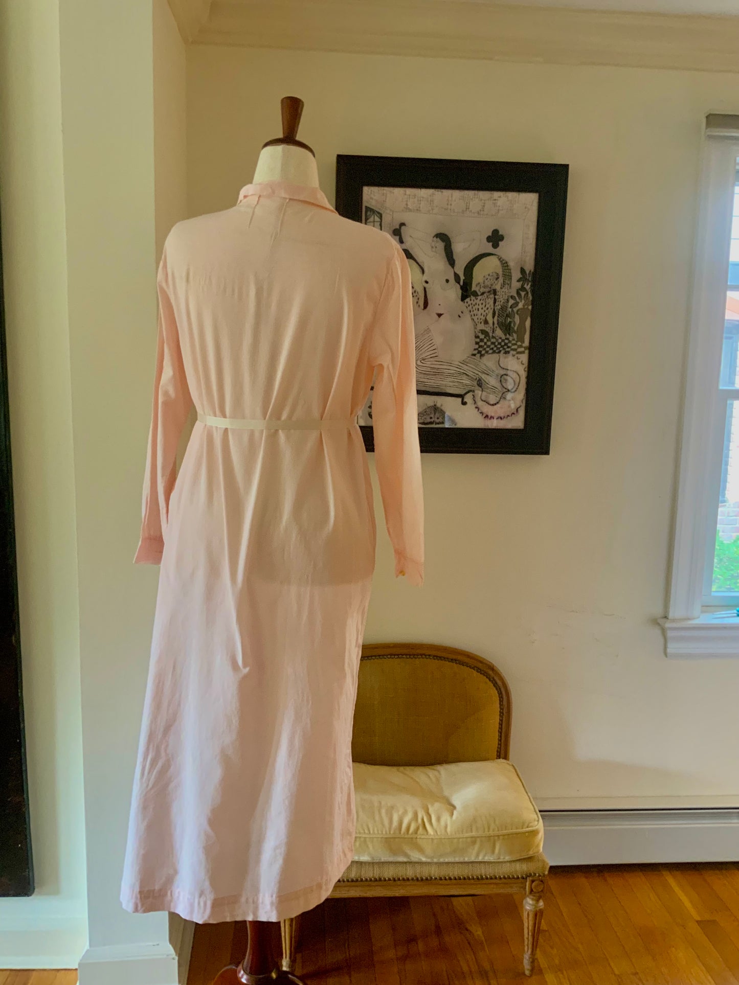 Long Sleeve Cotton Nightgown - 60s