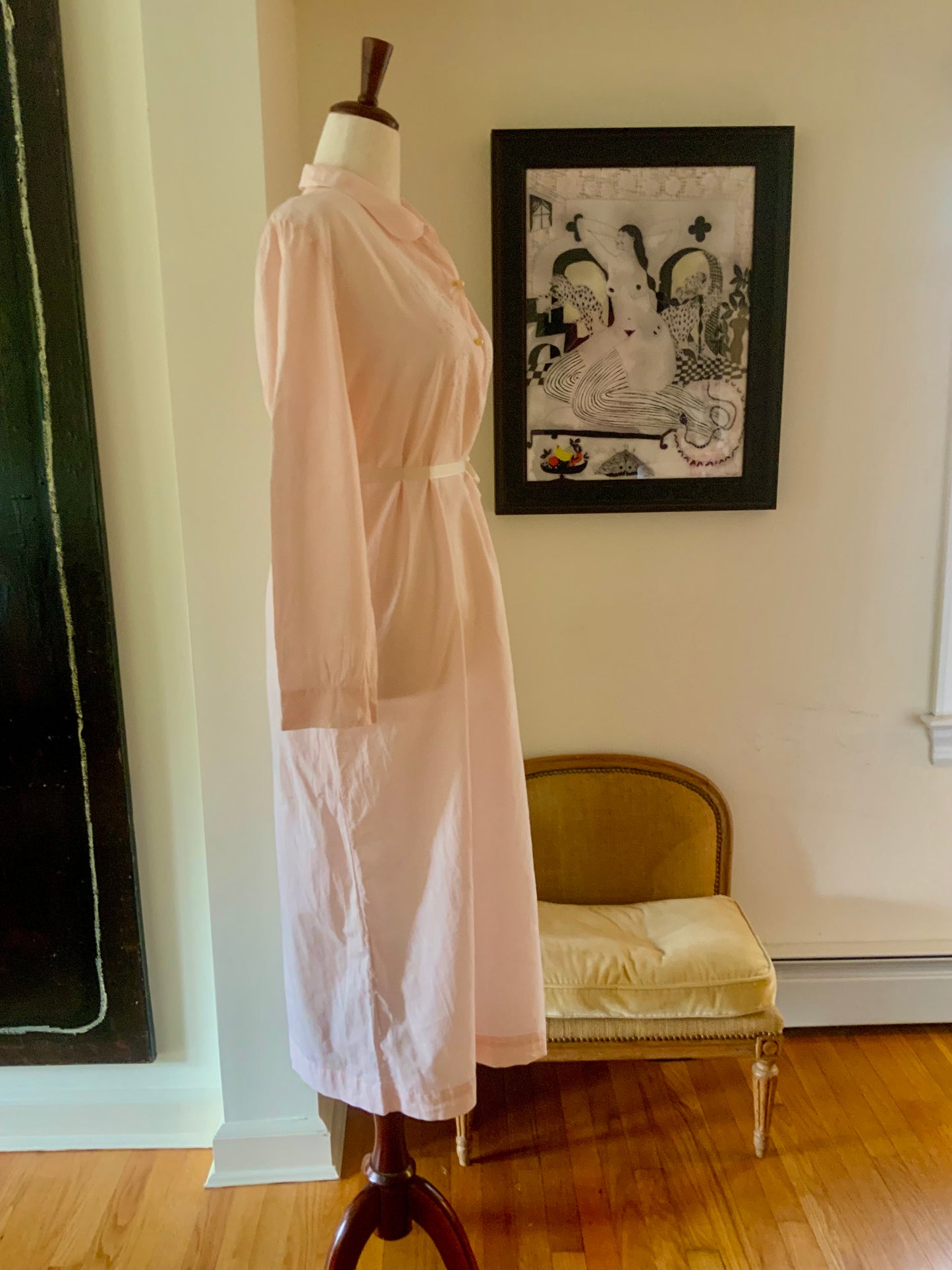 Long Sleeve Cotton Nightgown - 60s