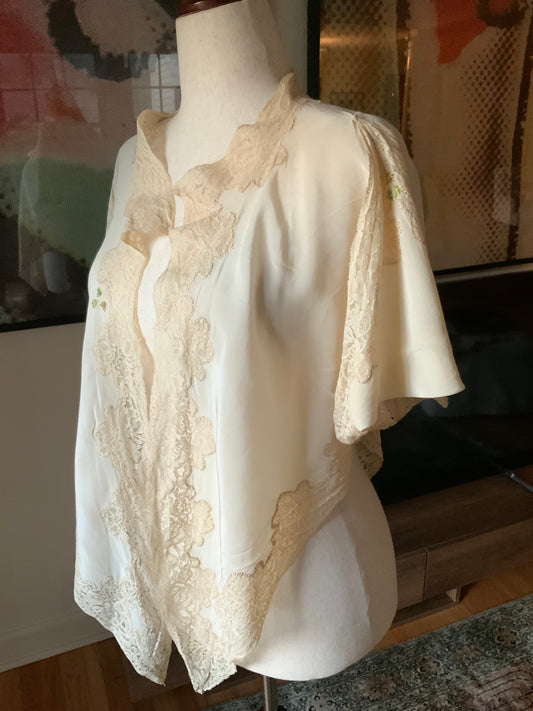 Pure Silk Bed Jacket - Rare - 20s