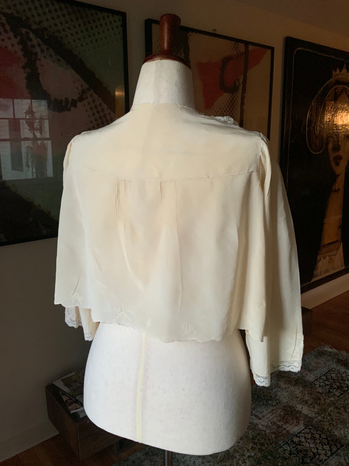 Silk Bed Jacket - Embellished - 20s