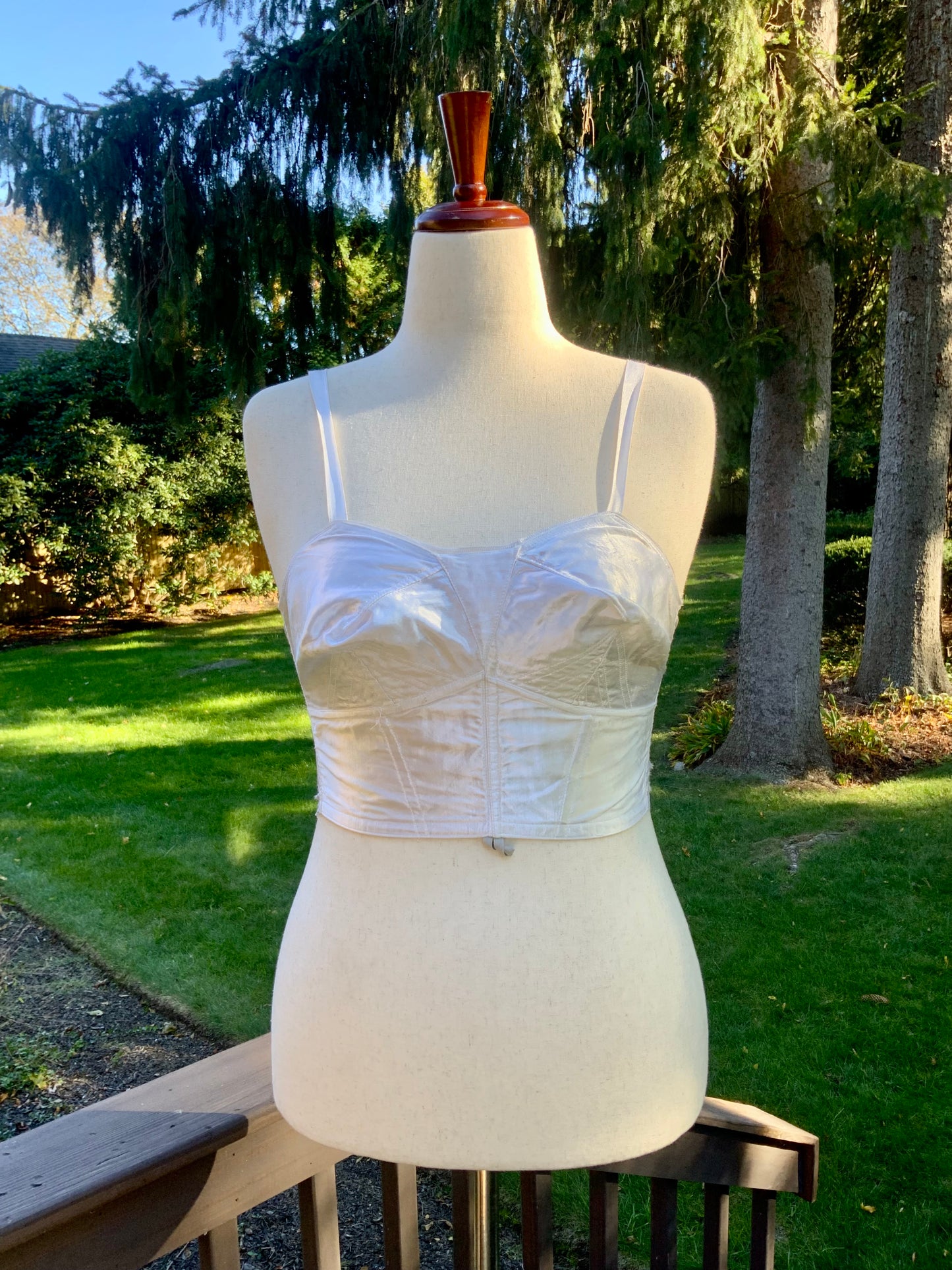 Satin Longline Bra - 50s Bullet Bra - Vintage Bustier - 50s - 50BP
