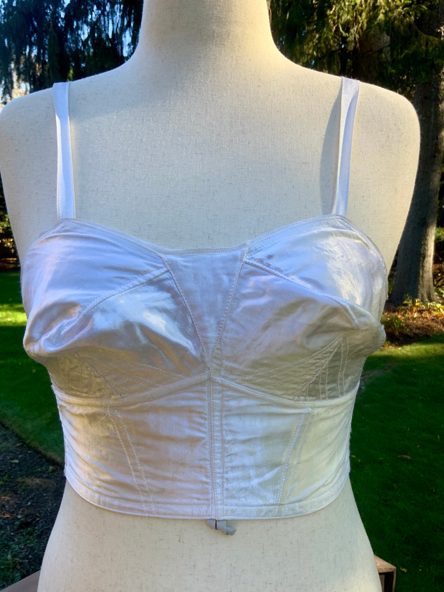 Satin Longline Bra - 50s Bullet Bra - Vintage Bustier - 50s - 50BP