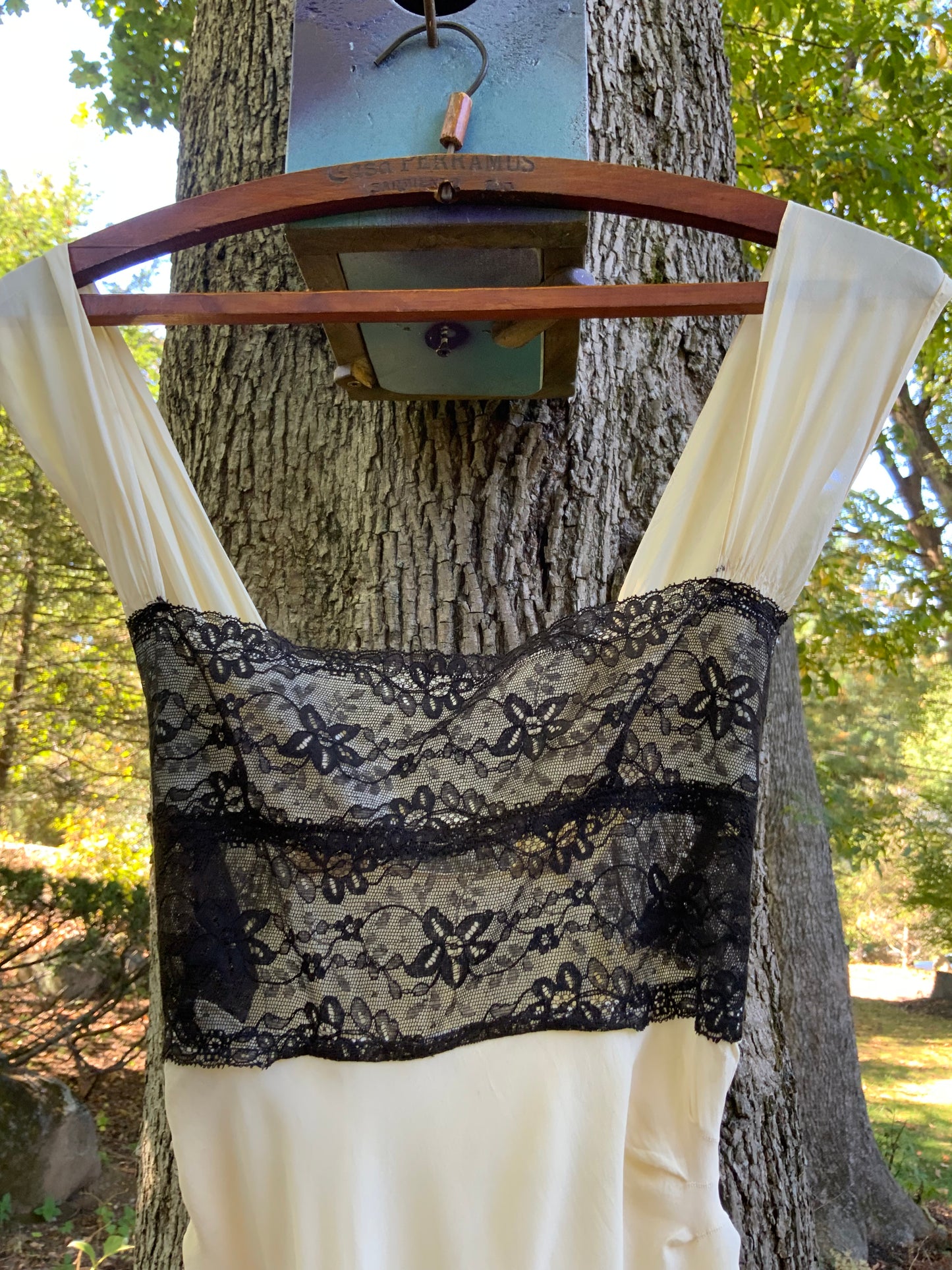 Silk Nightgown - Black Lace Embelishment - 30s - 30AO