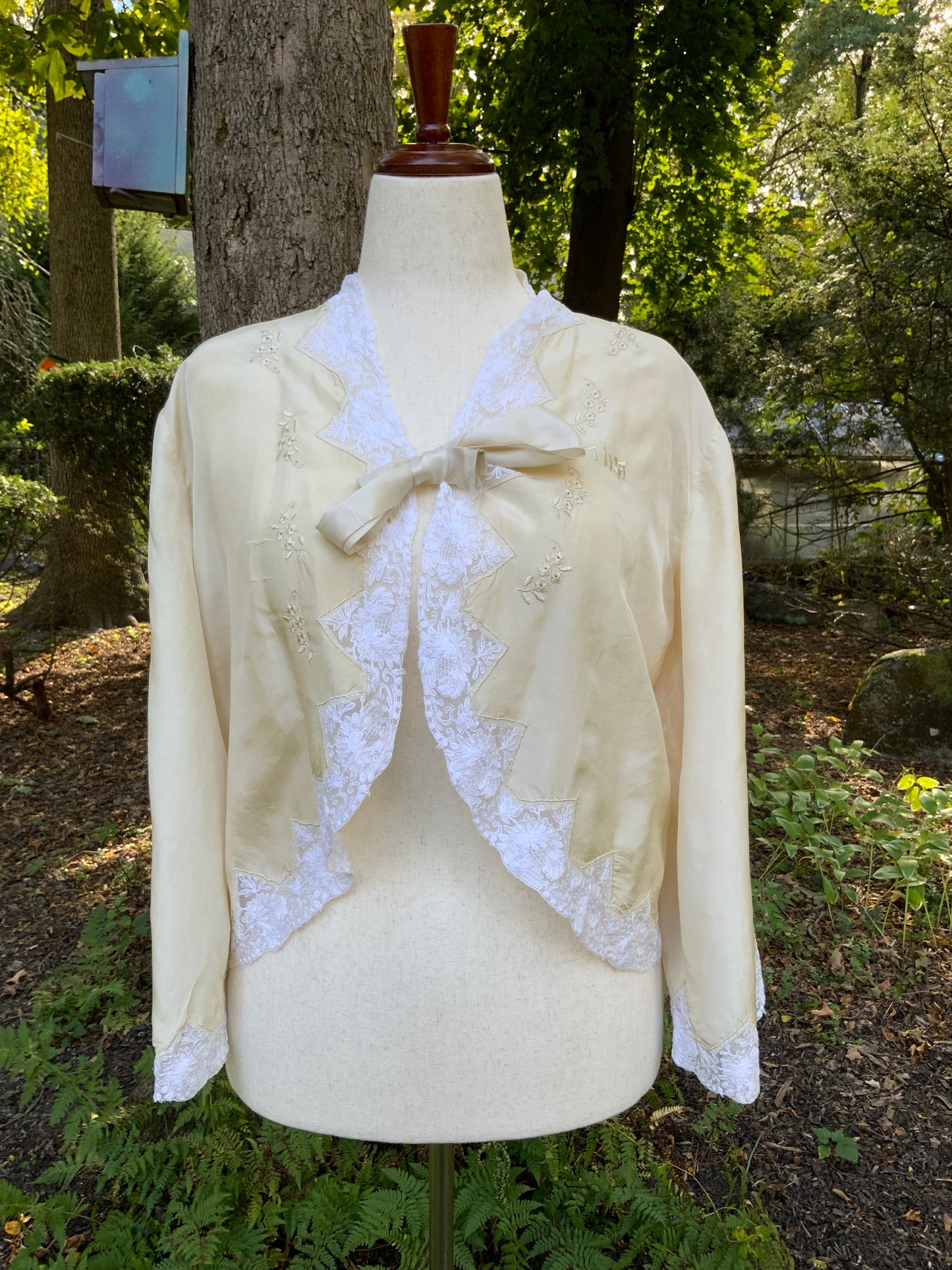 Silk Embroidered Bed Jacket - "TINA" - 20s - 30AP