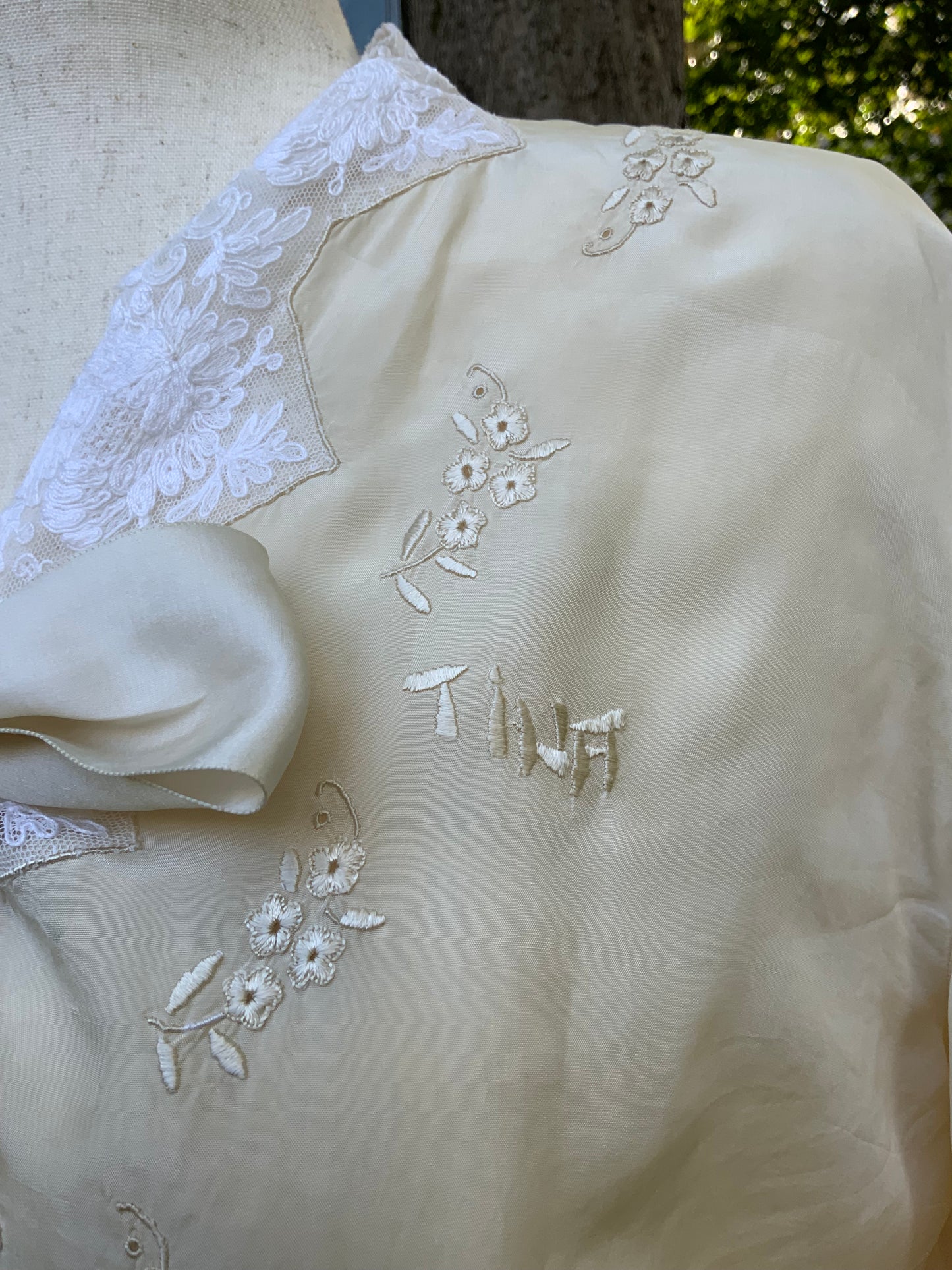 Silk Embroidered Bed Jacket - "TINA" - 20s - 30AP