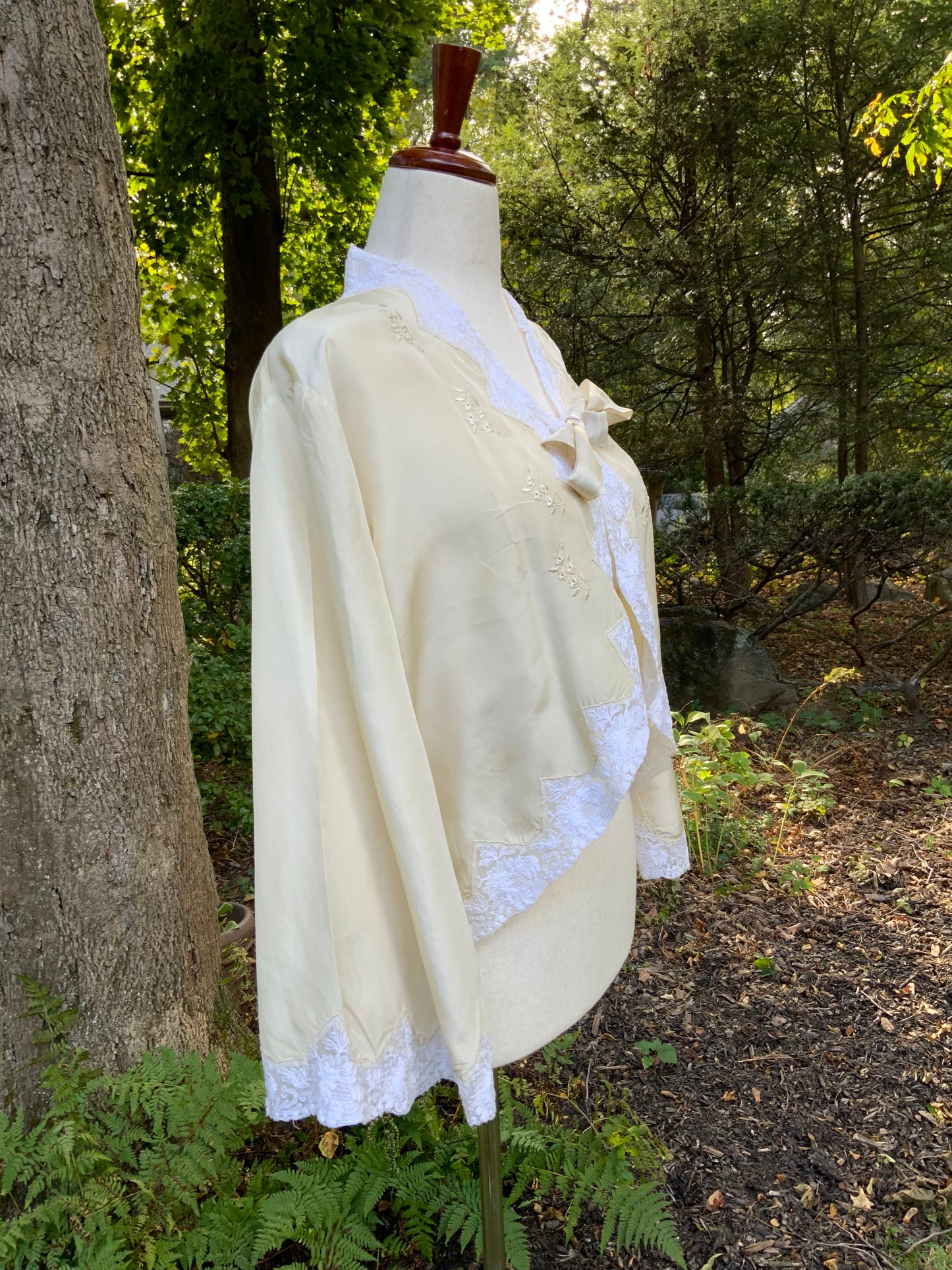 Silk Embroidered Bed Jacket - "TINA" - 20s - 30AP