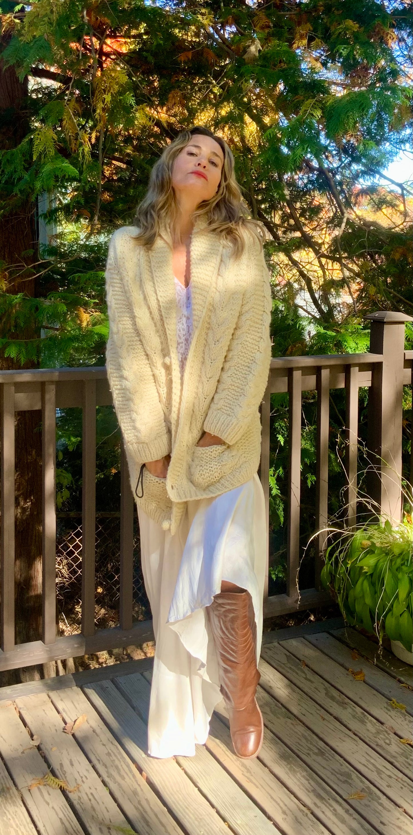 Hand Knit Pure Wool Cardigan - 70s