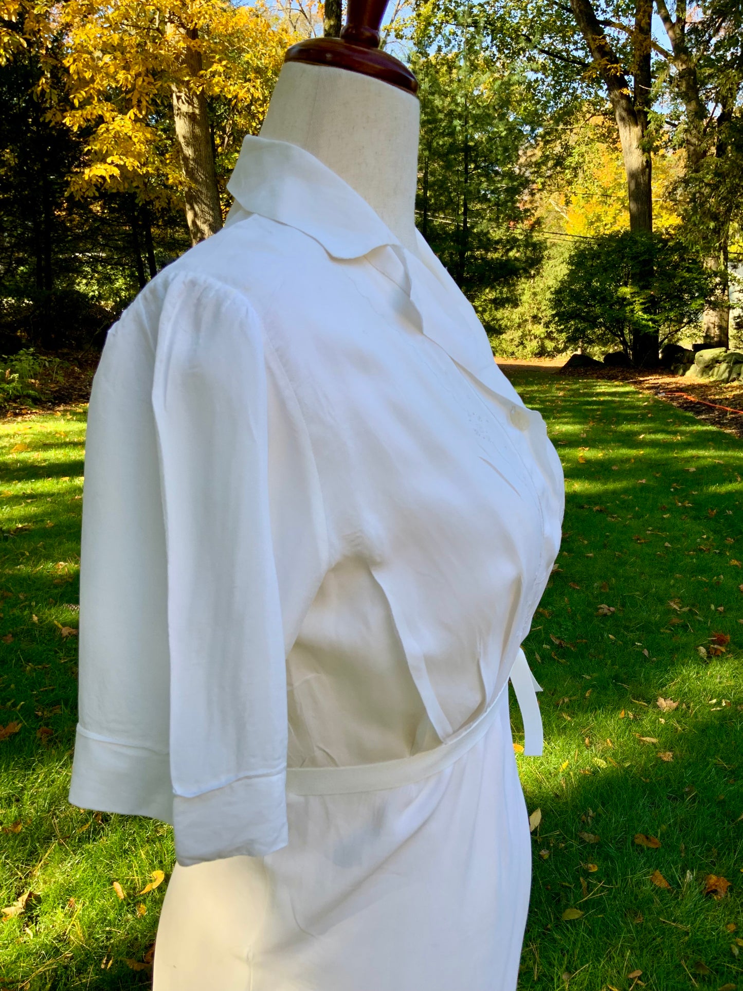 Silk Embroidered Ivory Nightgown | Bias Cut Vintage Lingerie - 40s - 40AO