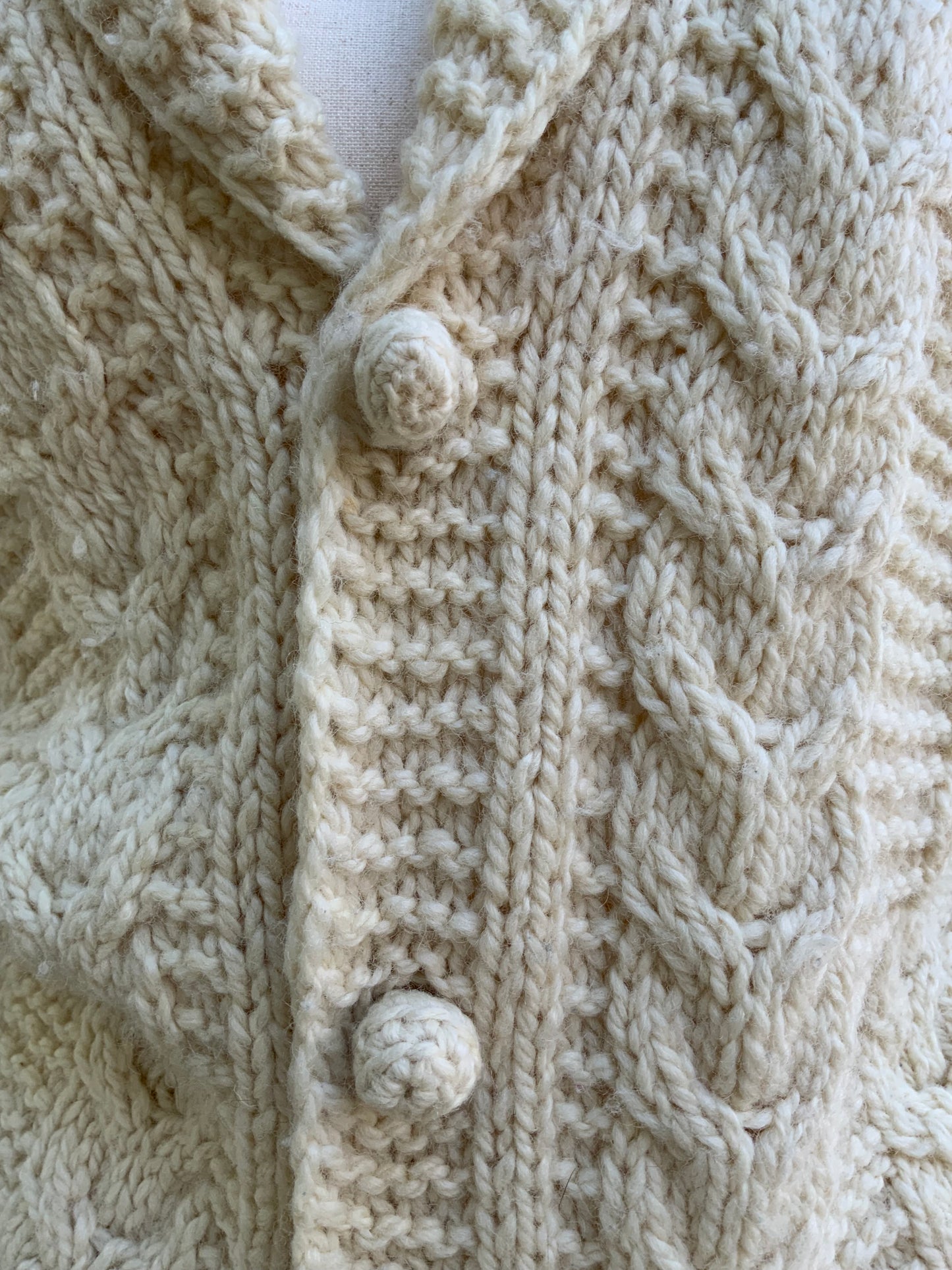 Hand Knit Pure Wool Cardigan - 70s