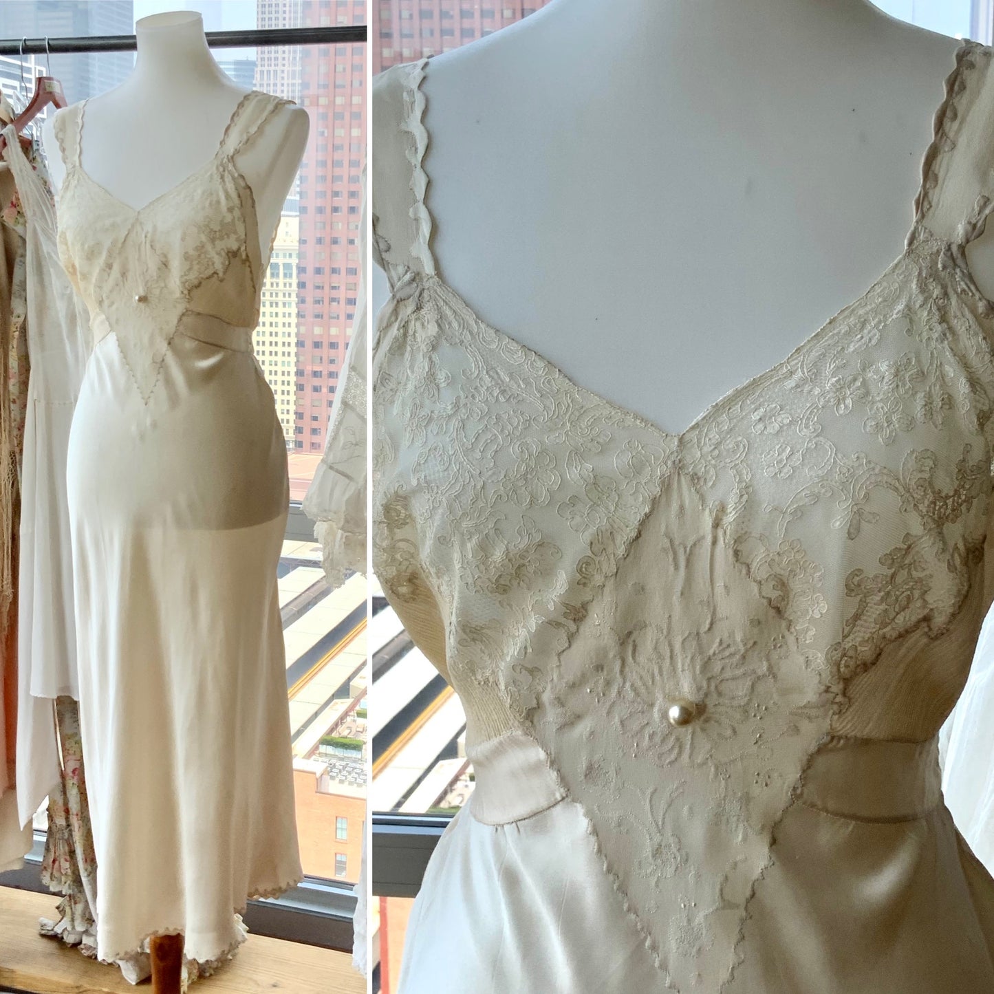 Silk Lace Bridal Nightgown - 50s