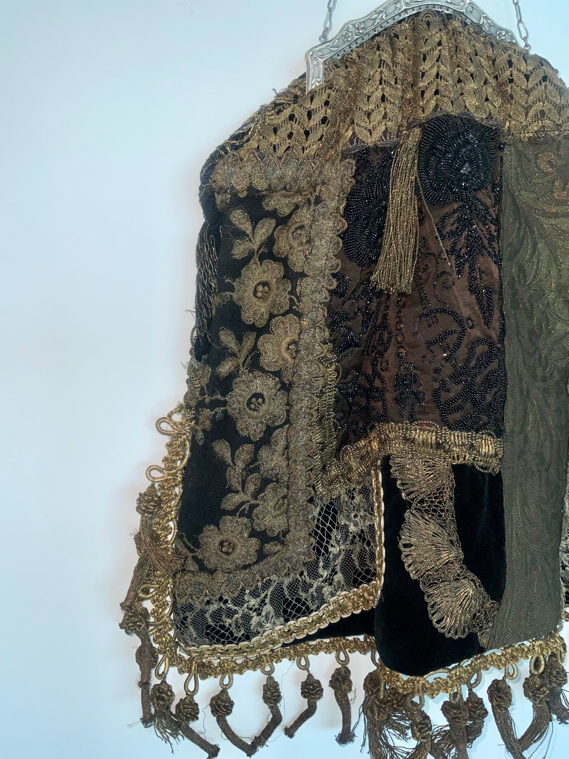 Antique Handbag - Victorian Fabric/Frame - LuluBoopVintage