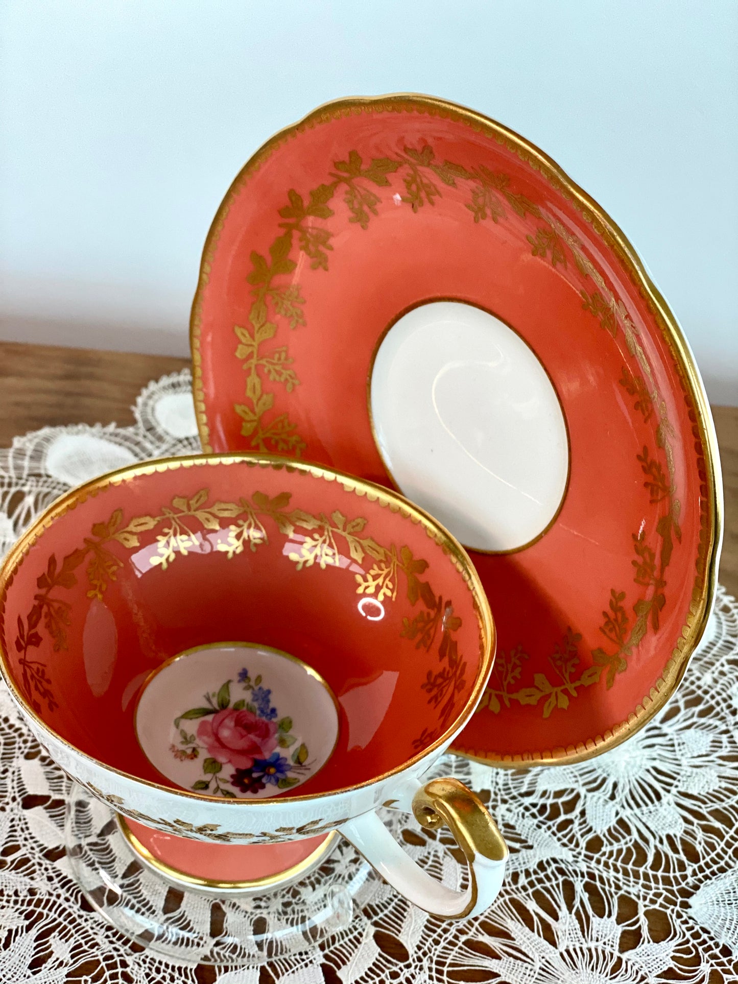 Aynsley Tea Cup and Saucer - 50s Bone China - LuluBoopVintage