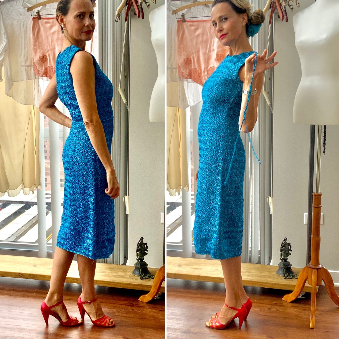 Tourquoise Raffia Dress - 50s