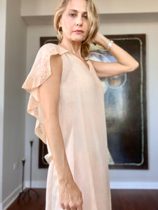 Silk Lace Beige Nightgown - 20s - Lulu Boop Vintage