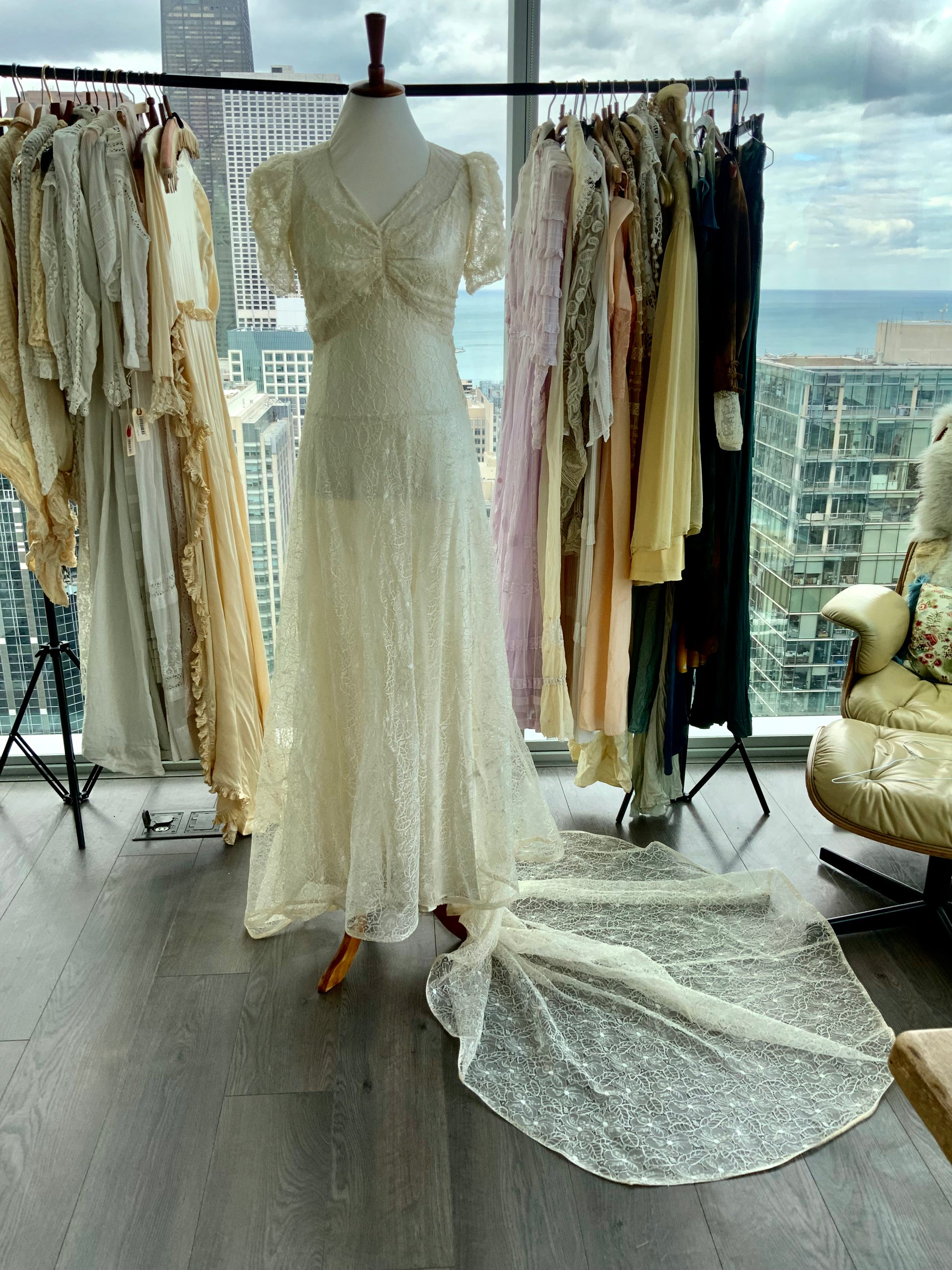 Lace Wedding Dress with Satin Slip - 70s - LuluBoopVintage